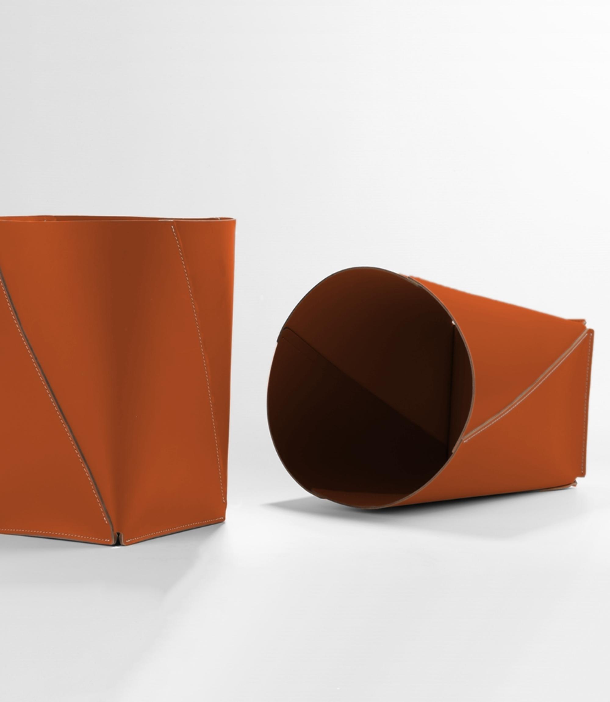 Papierkorb XL 100% Recyceltes Leder Braun