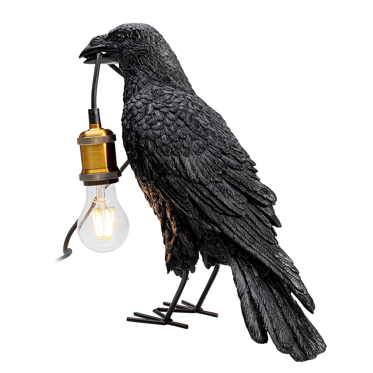 Table Lamp Animal Crow Black
