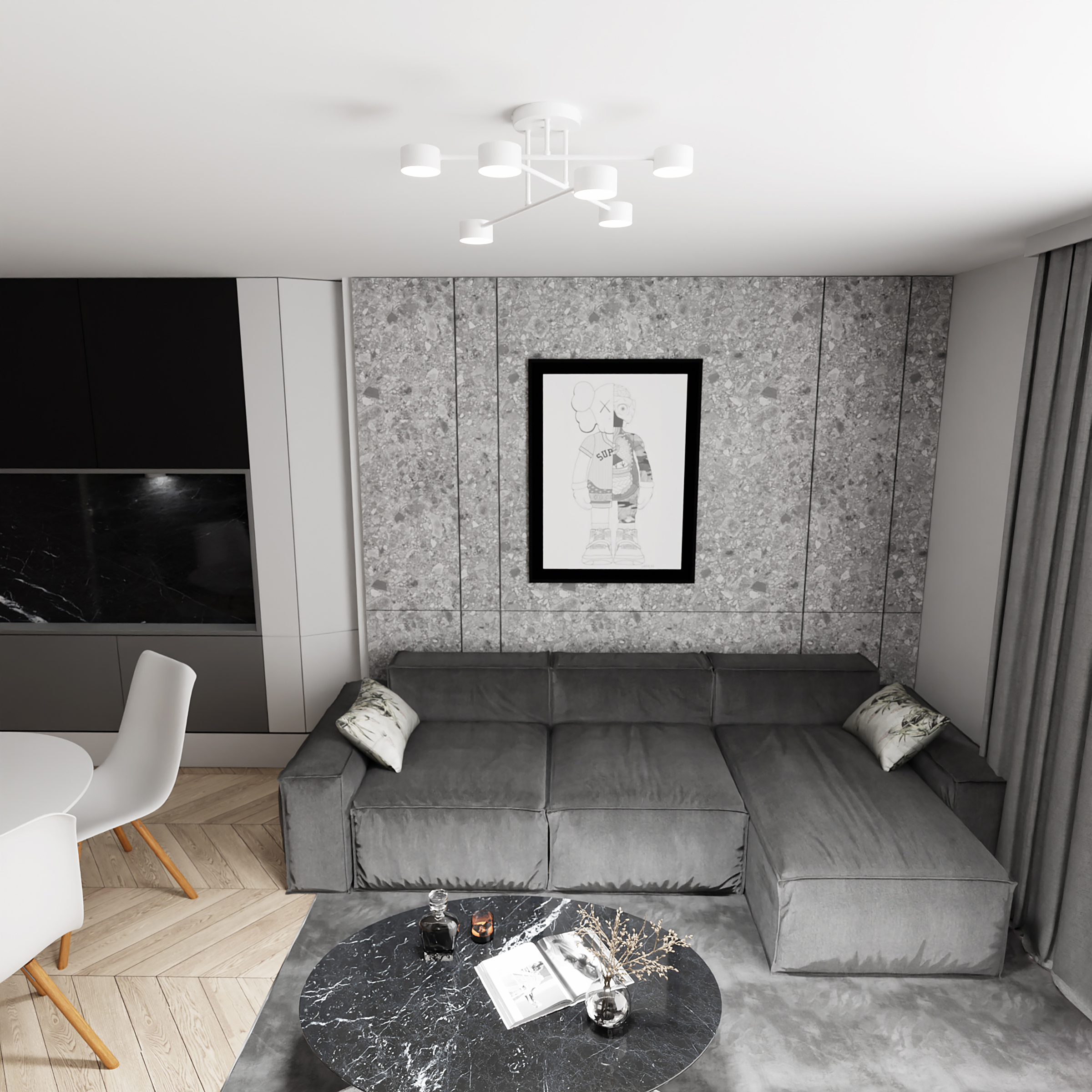 Halo Steel Ceiling Light 6-light White