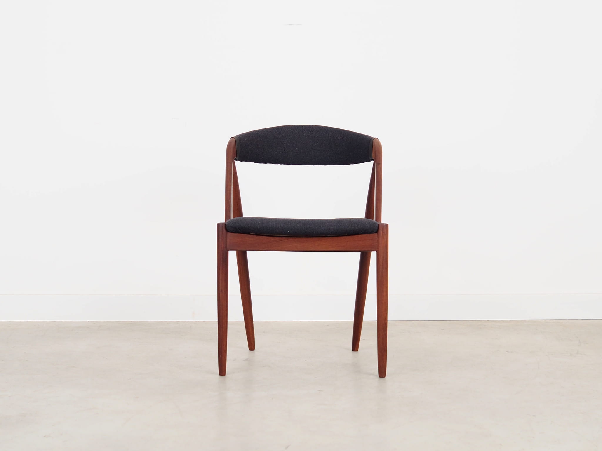 4x Vintage Armchair Teak Textile Black 1970s