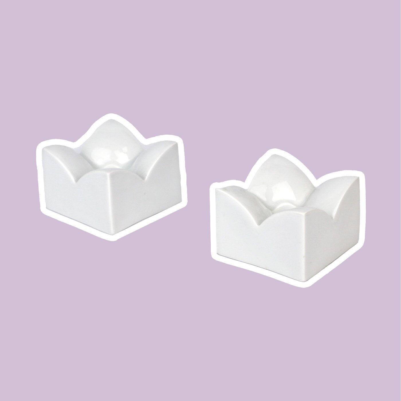 2x Vintage candelabri porcellana bianco anni '70