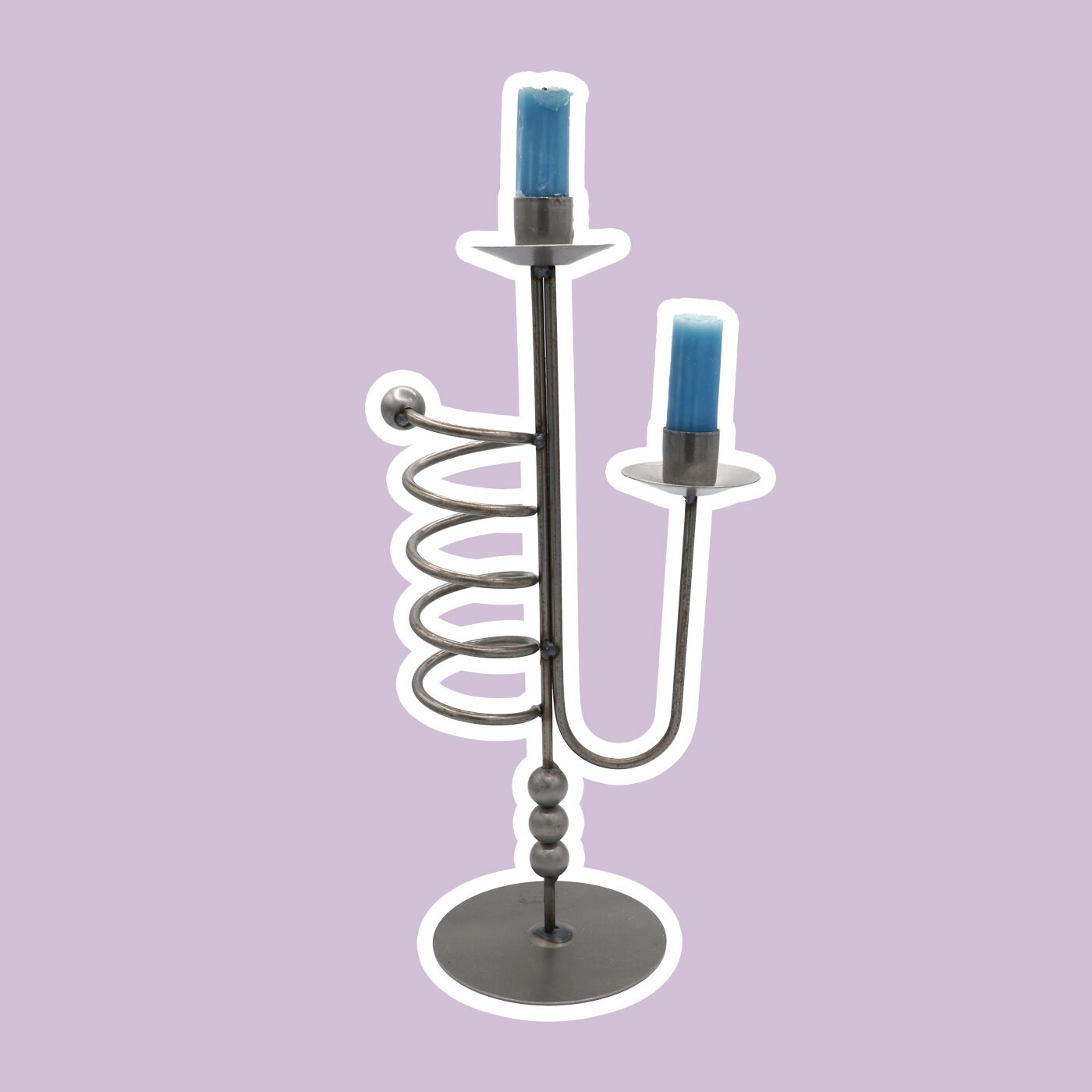 Vintage Postmodern Candle Holder Metal 1980s