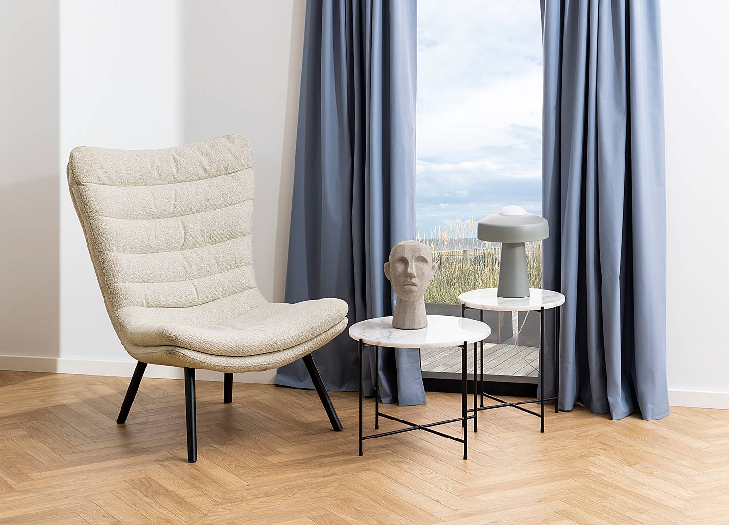 Marcocci Beistelltisch Marmor Metall Weiß Schwarz