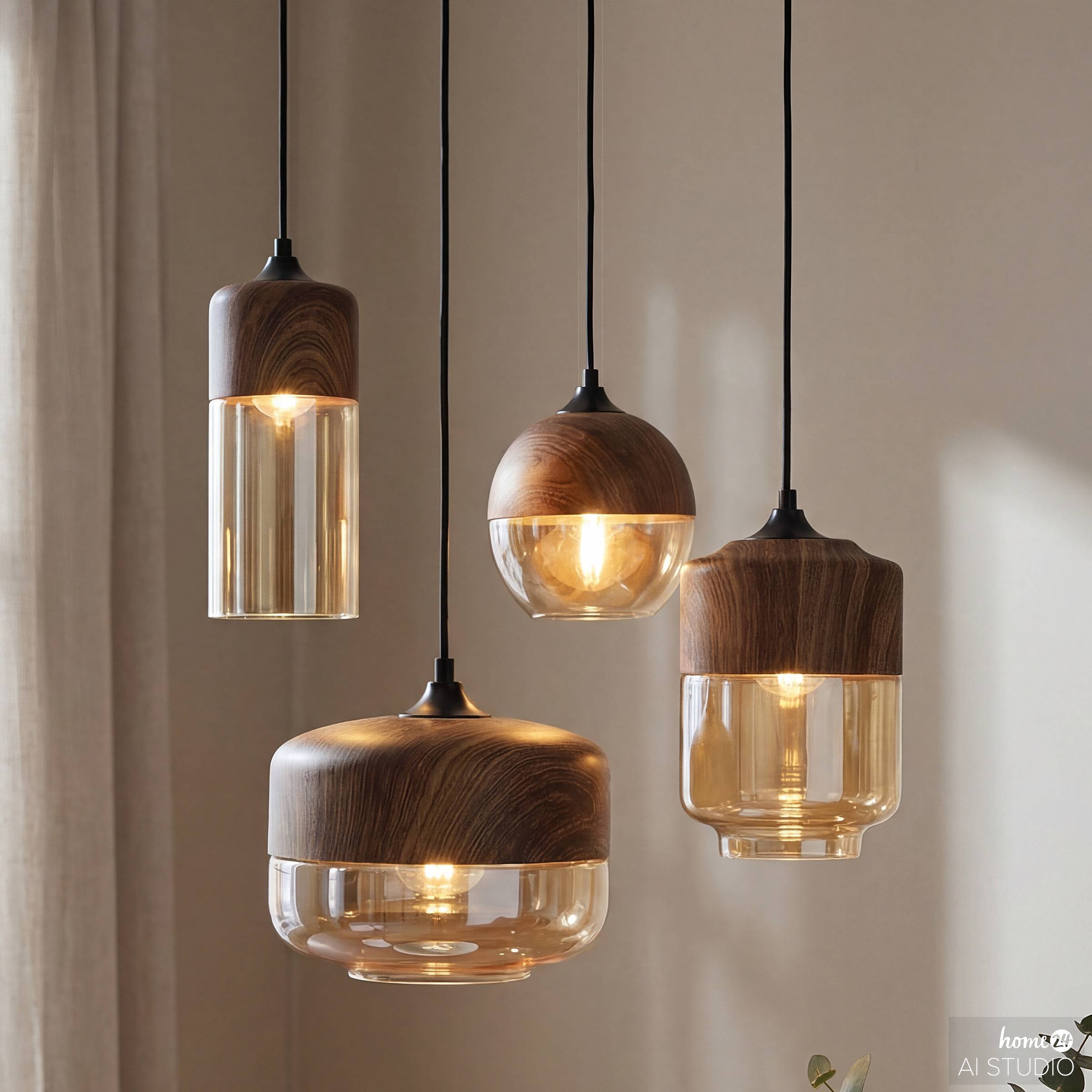 Kavon Pendelleuchte 1-flammig Eisen Farbglas