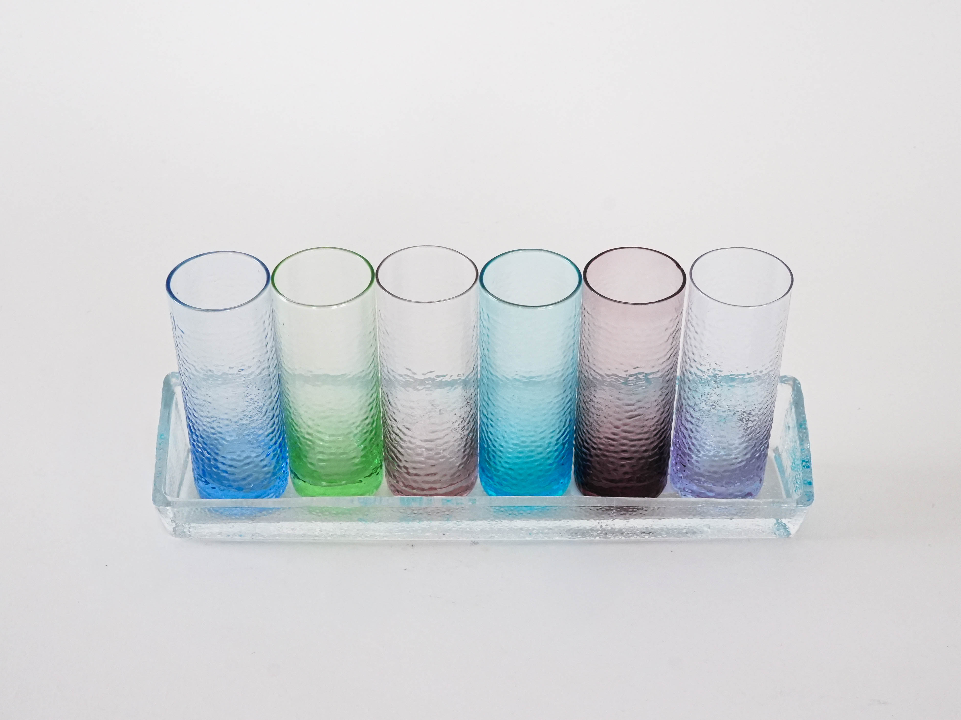 Glass set with tray multicolored 1970s