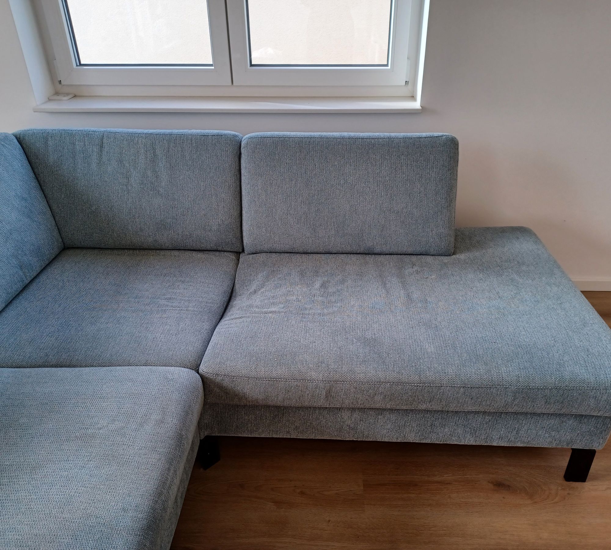 Sofa Récamiere Rechts Textil Metall Blau