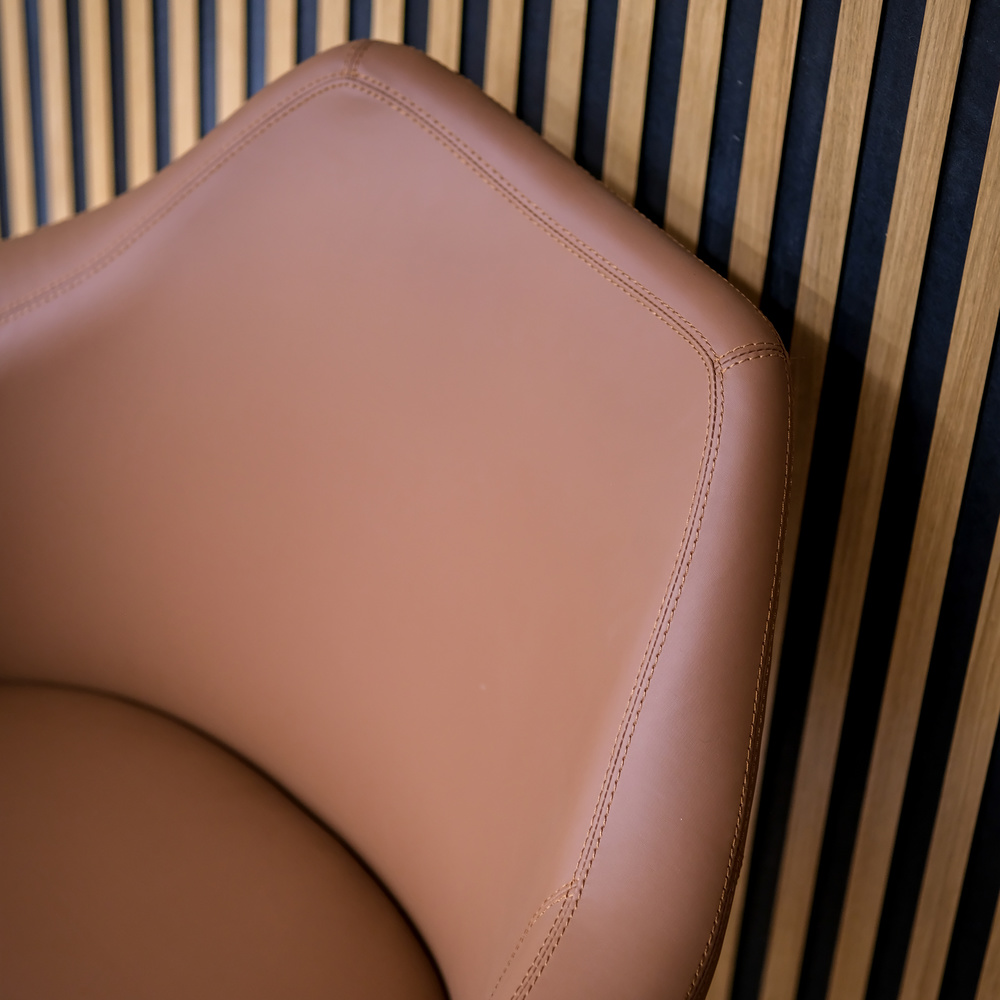 Artemia Swivel Armchair Faux Leather Brown