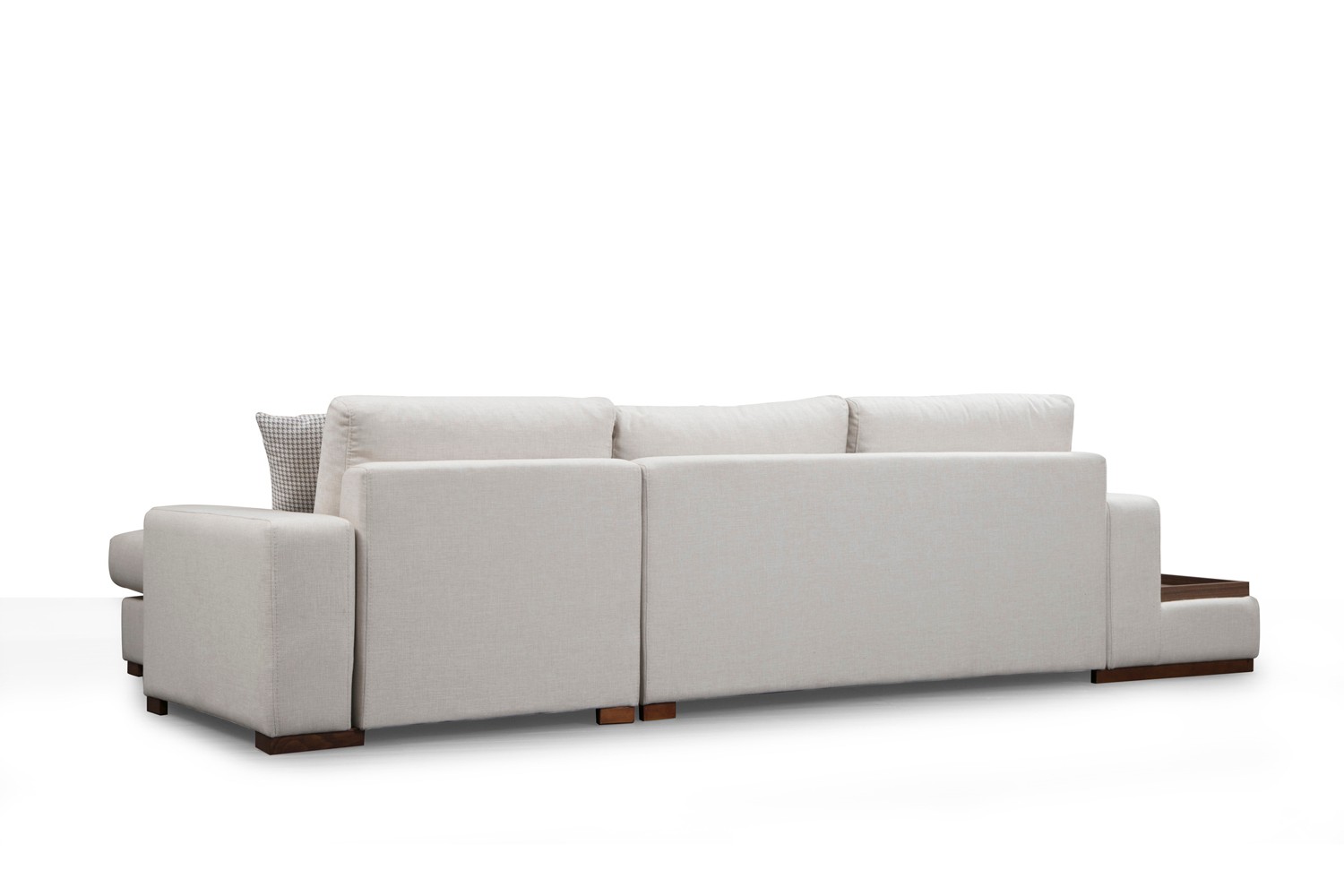 Modernes Sofa Récamiere Rechts Creme mit Tisch