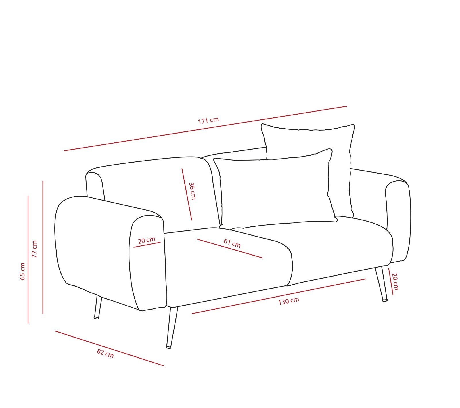 Side Sofa 2-Sitzer Anthrazit