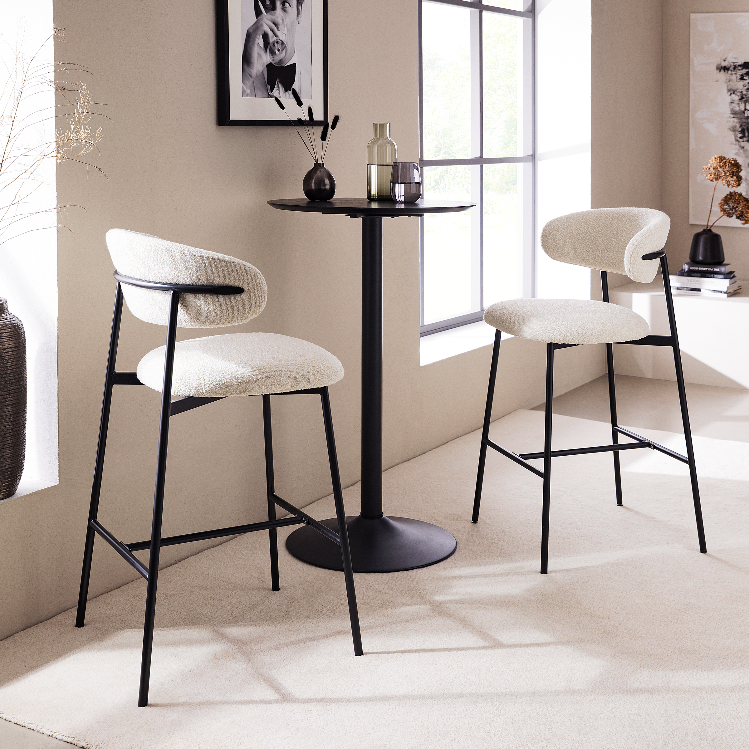 Bar stool ABETITO Set of 2 White