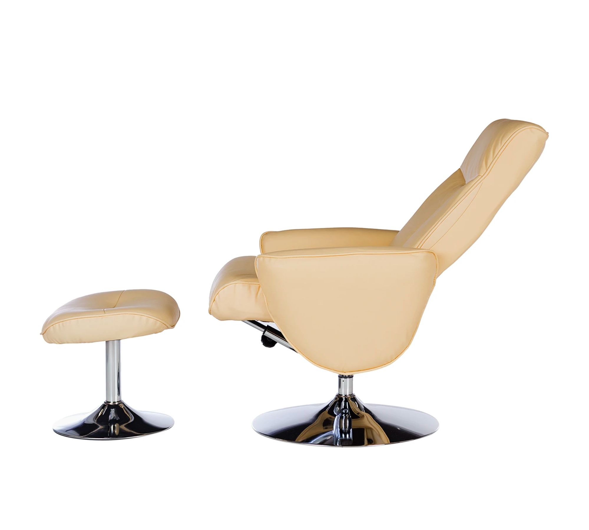 Relaxsessel inkl. Fußhocker Echtleder Kunstleder Creme