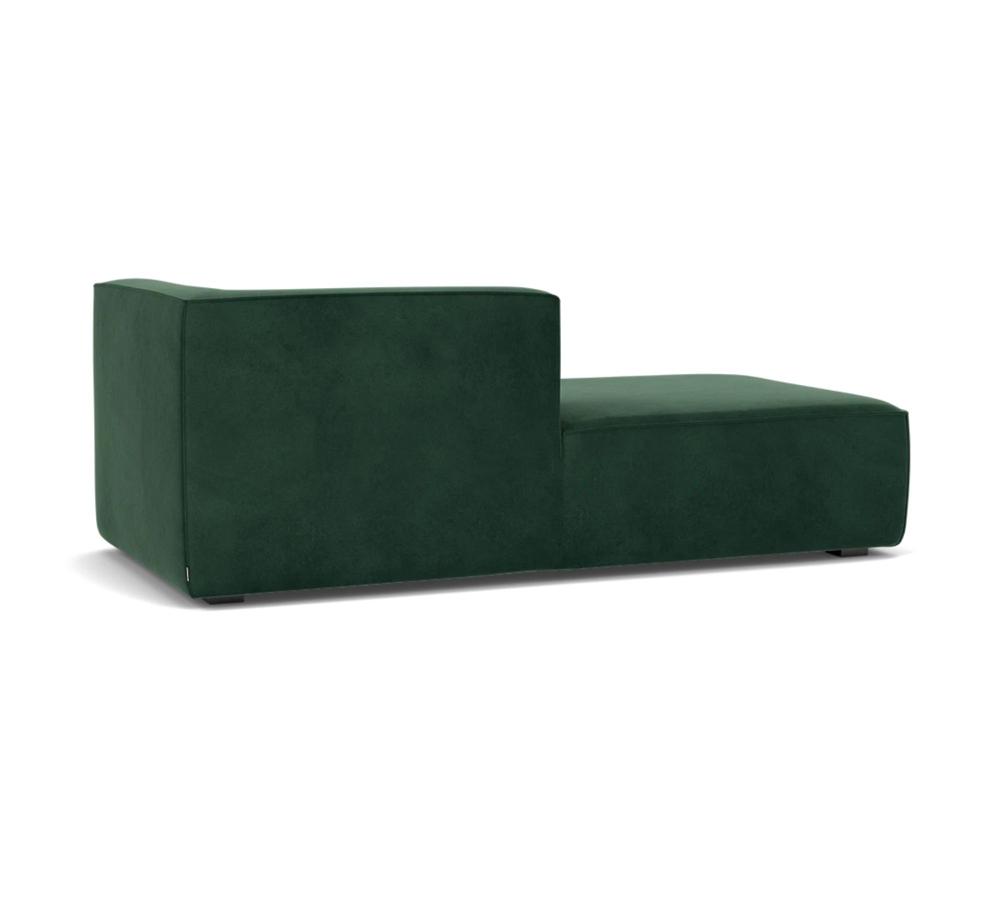 Dane 1-Seater Chaise Longue Left Velour Lux Dark Green