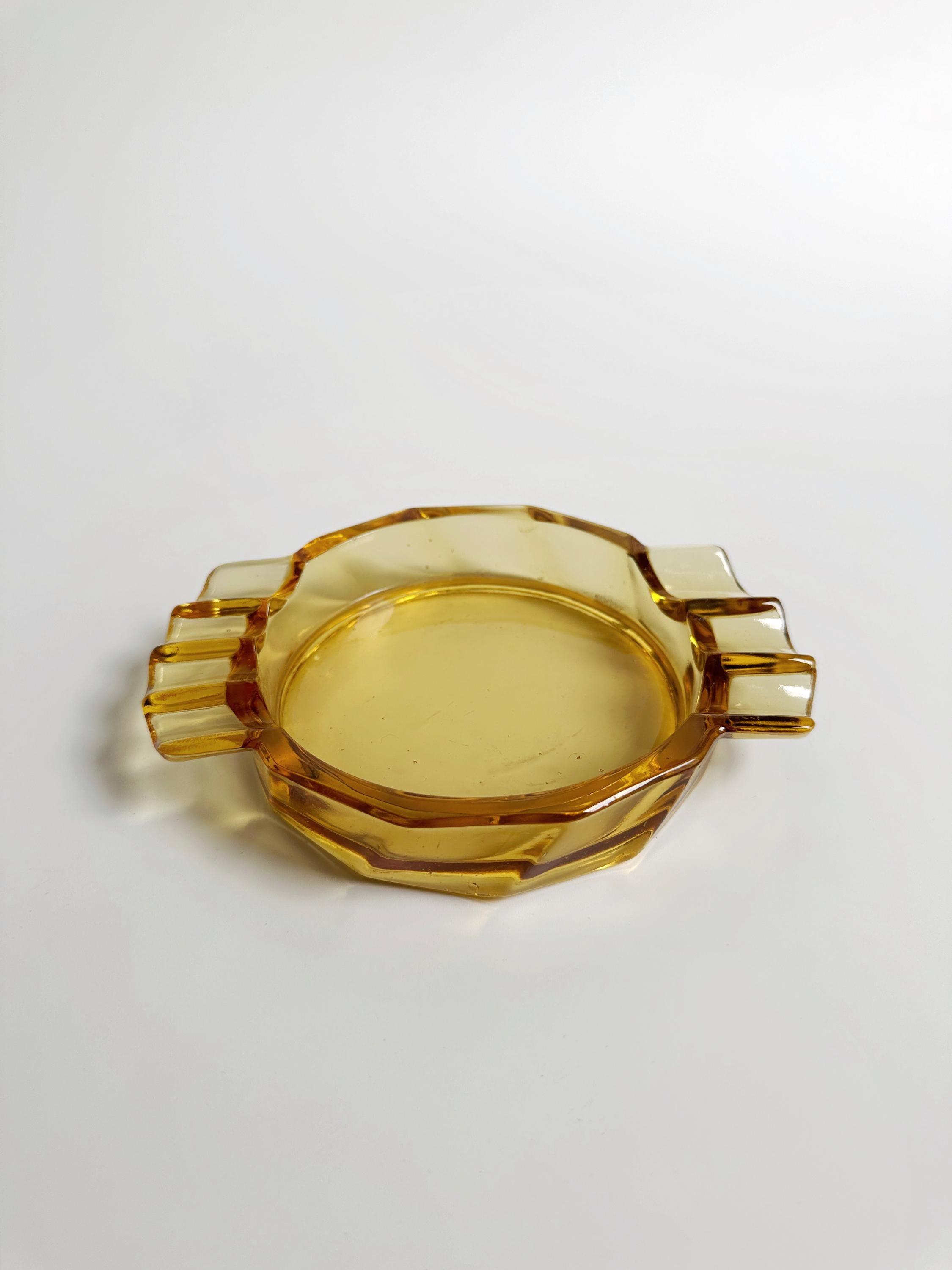 Vintage Art Deco Aschenbecher Gelb 1930er Jahre
