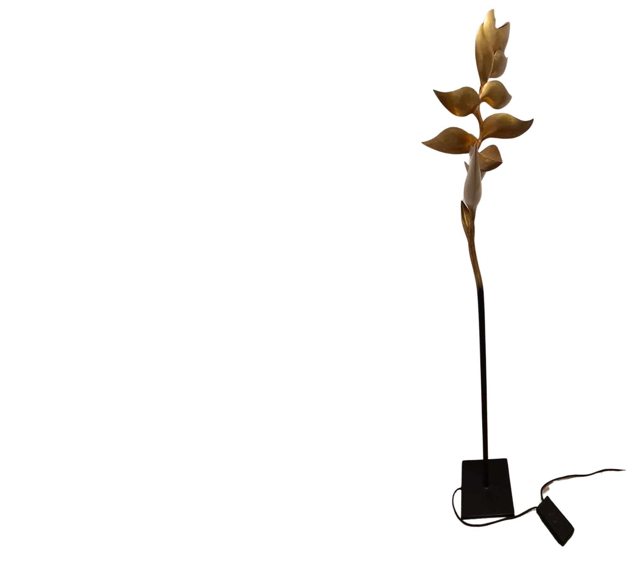 Floor lamp with yellow shade Metal Gold