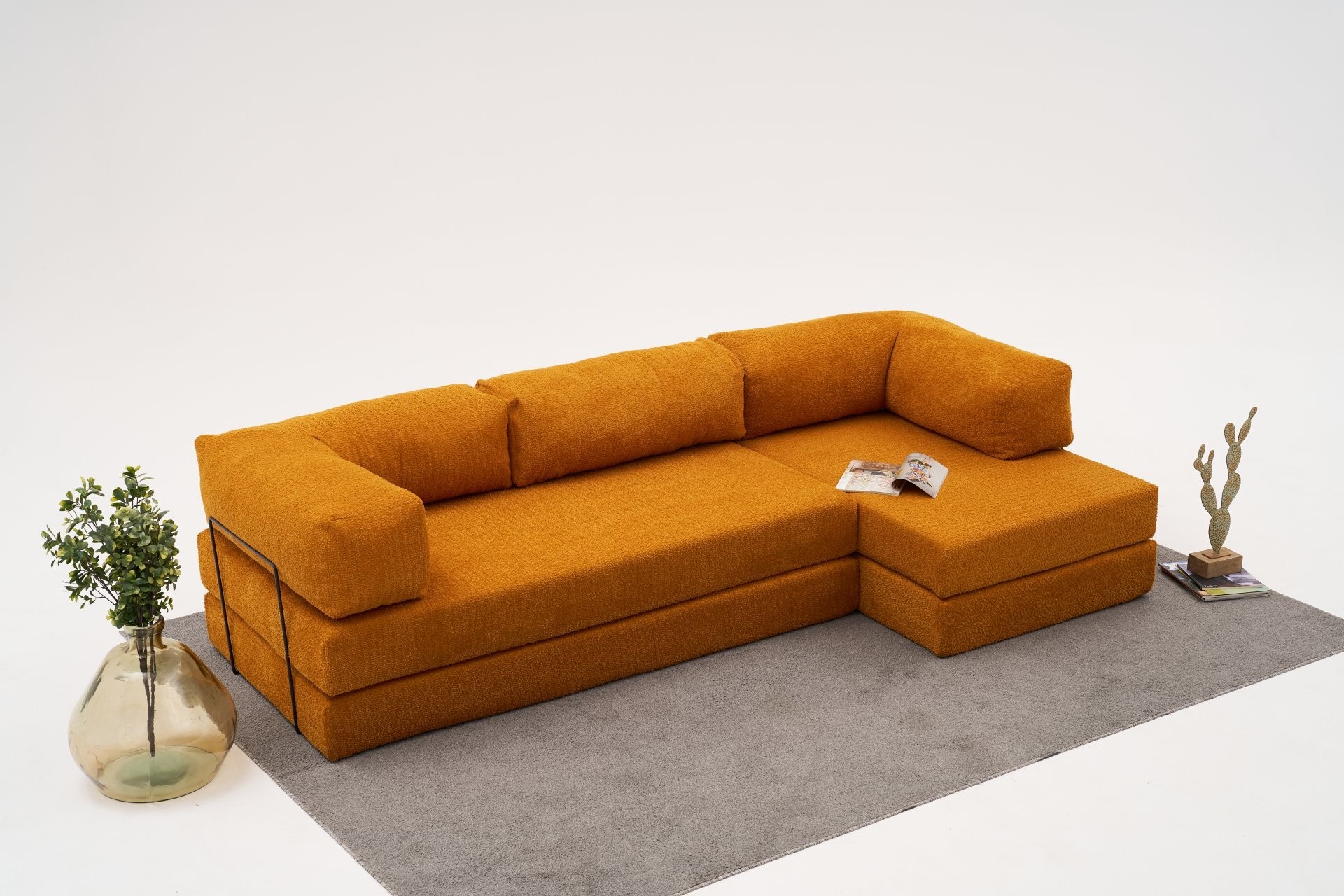 Comfort Schlafsofa Récamiere Rechts Orange