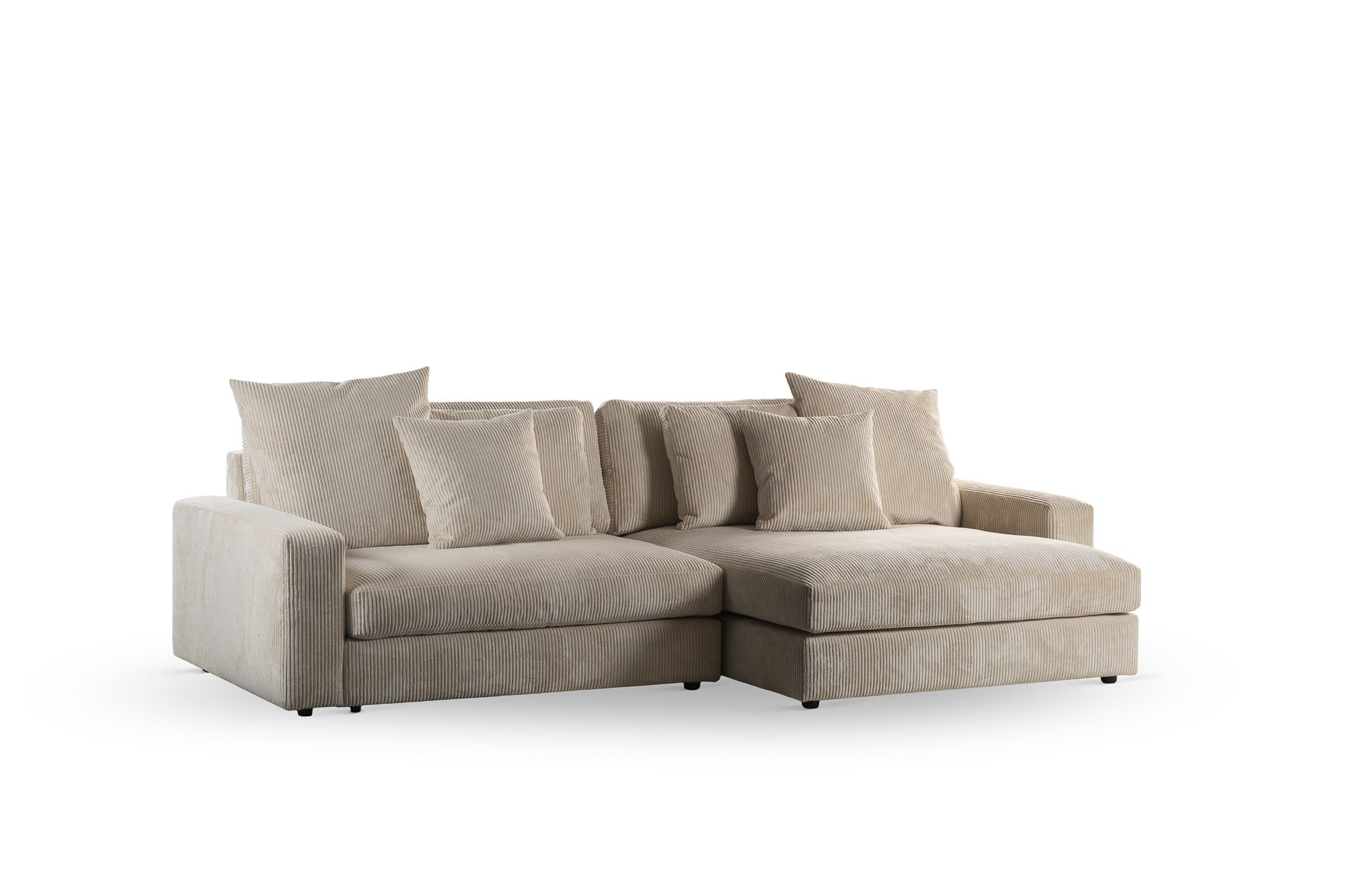 Sofa 3-Sitzer Chaiselongue Rechts Links Teakholz Beige