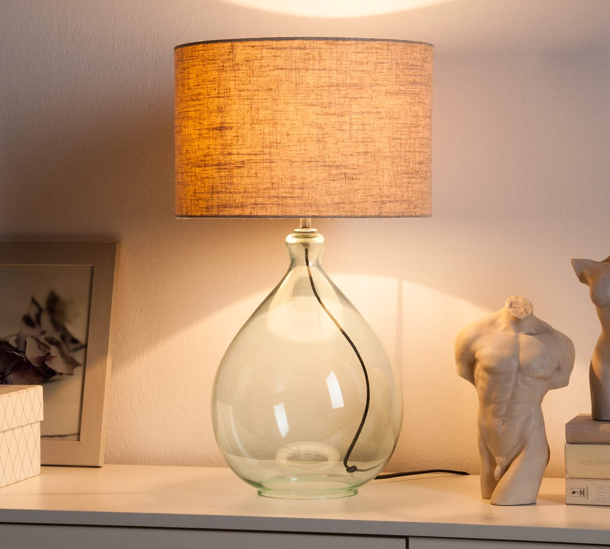 Table lamp 1-flame Web fabric cream