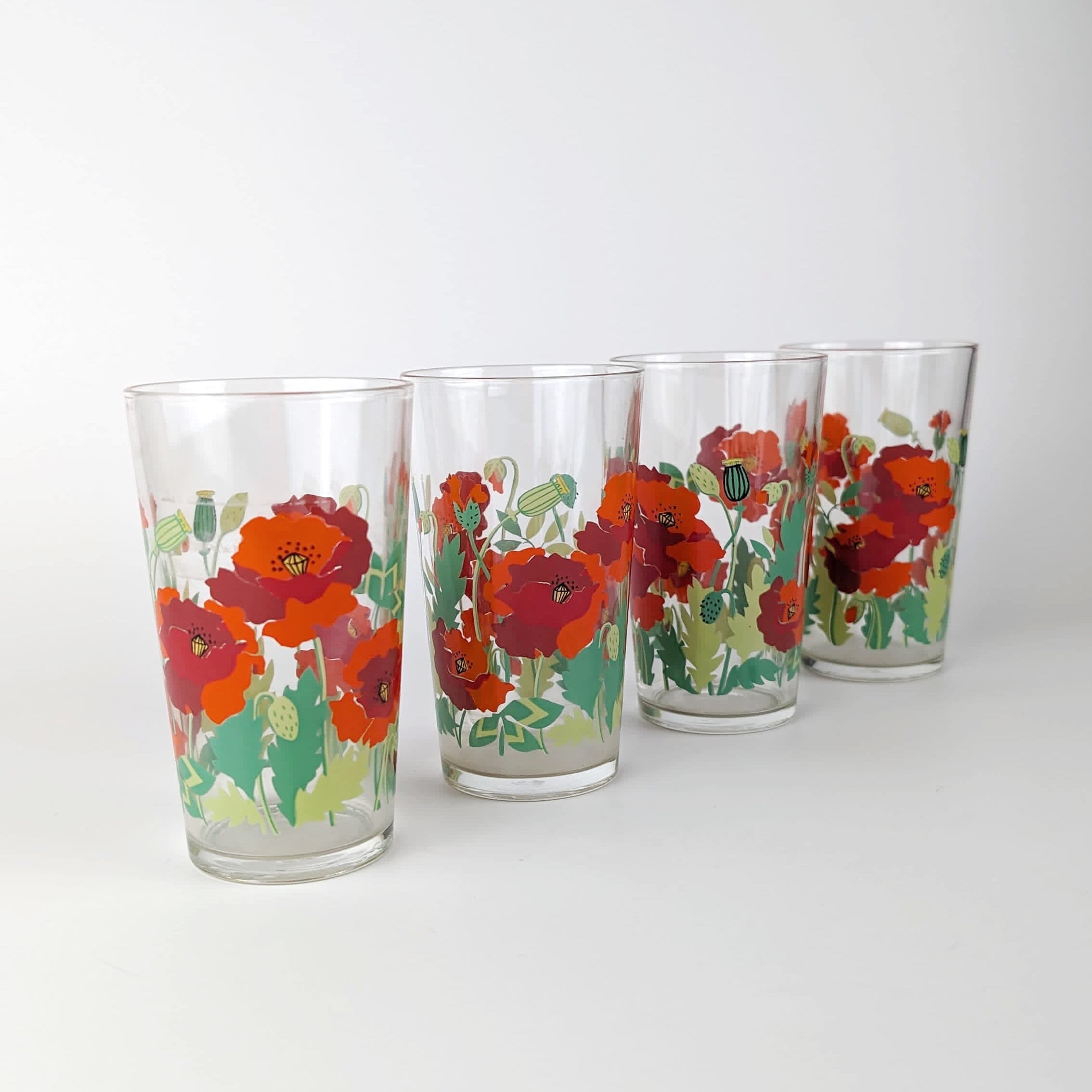 4x Vintage Wasserglas 1980er Jahre