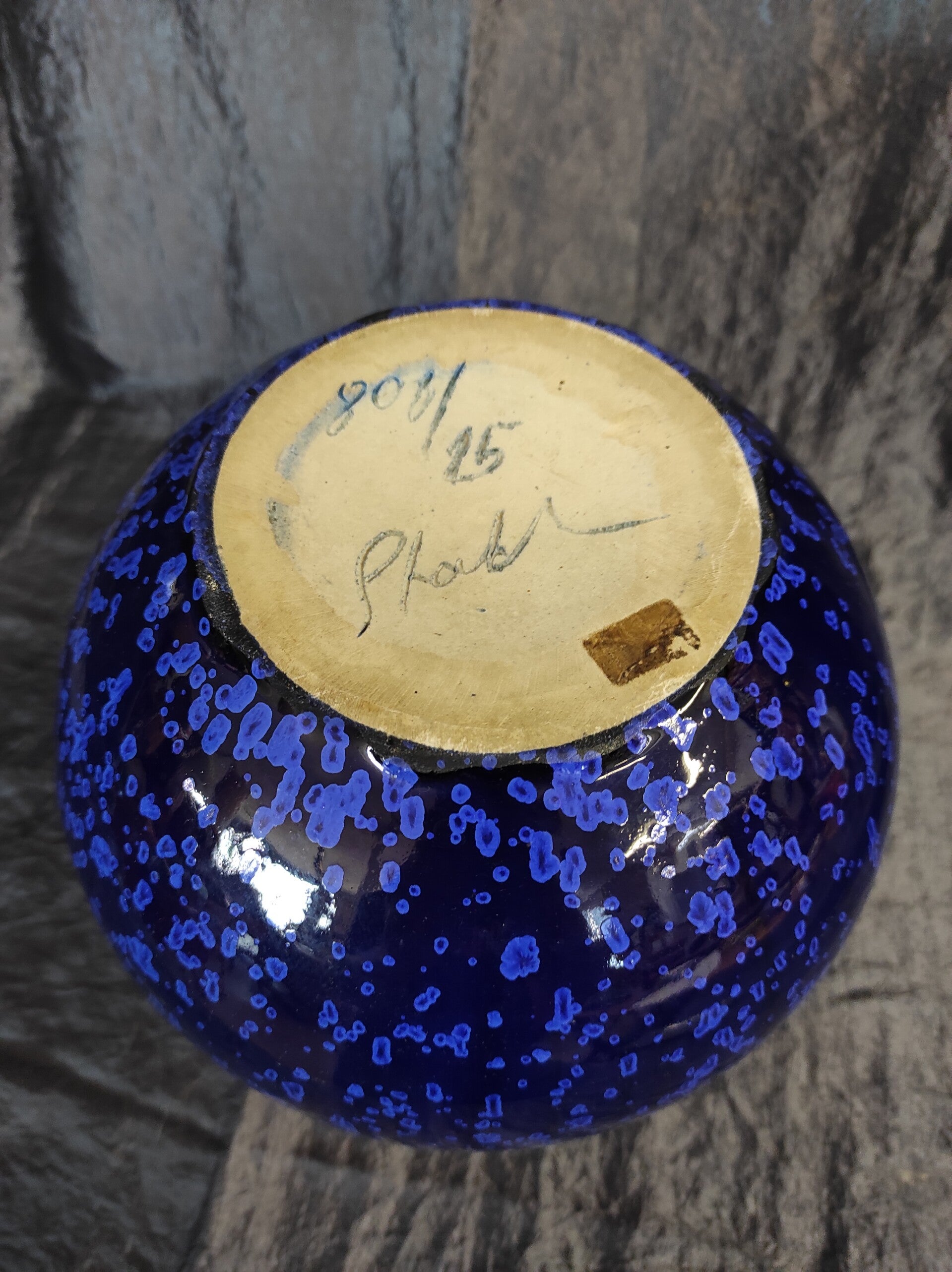 Vintage Vase Keramik Blau 