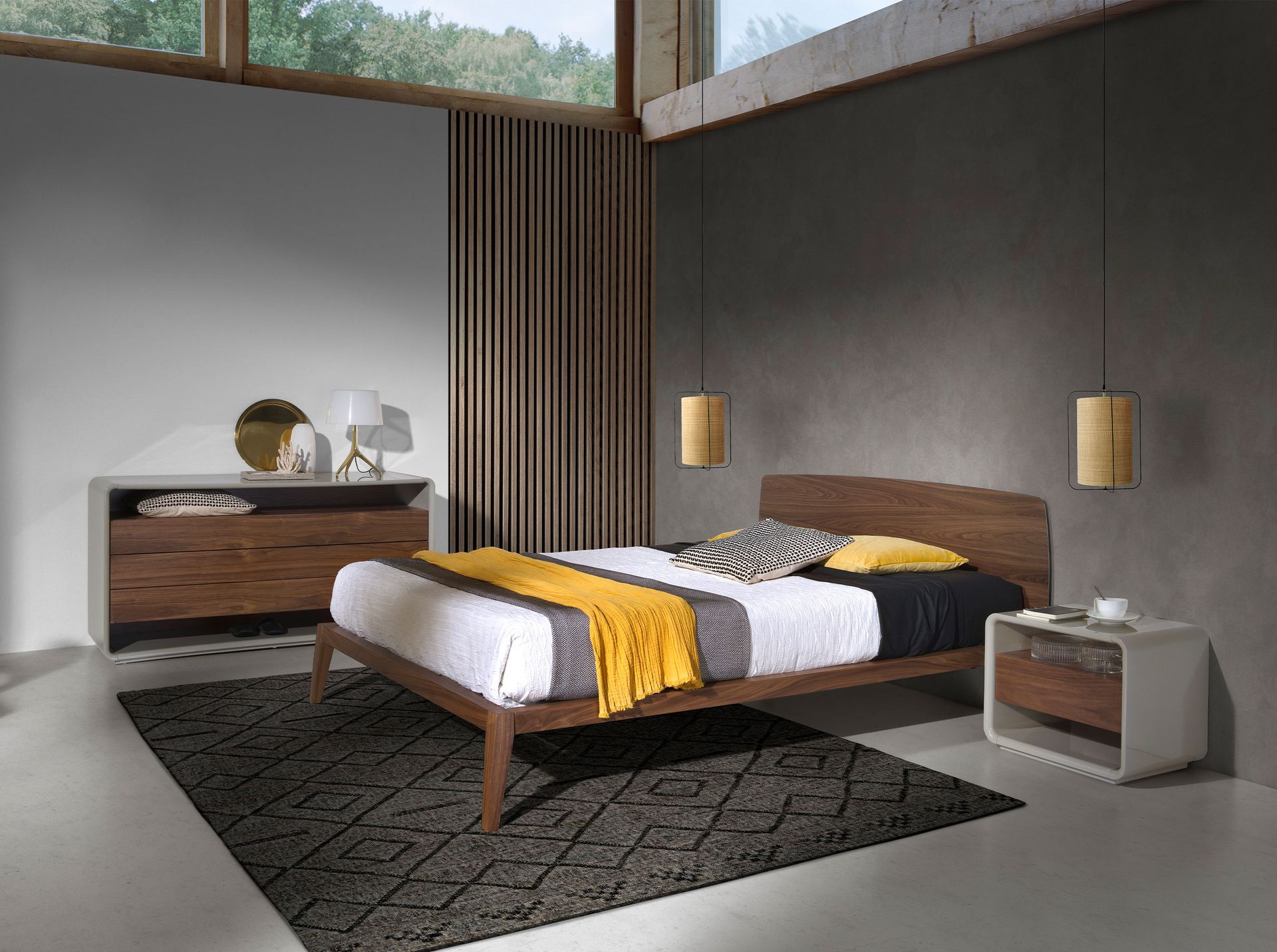 Nightstand Wood veneer Grey