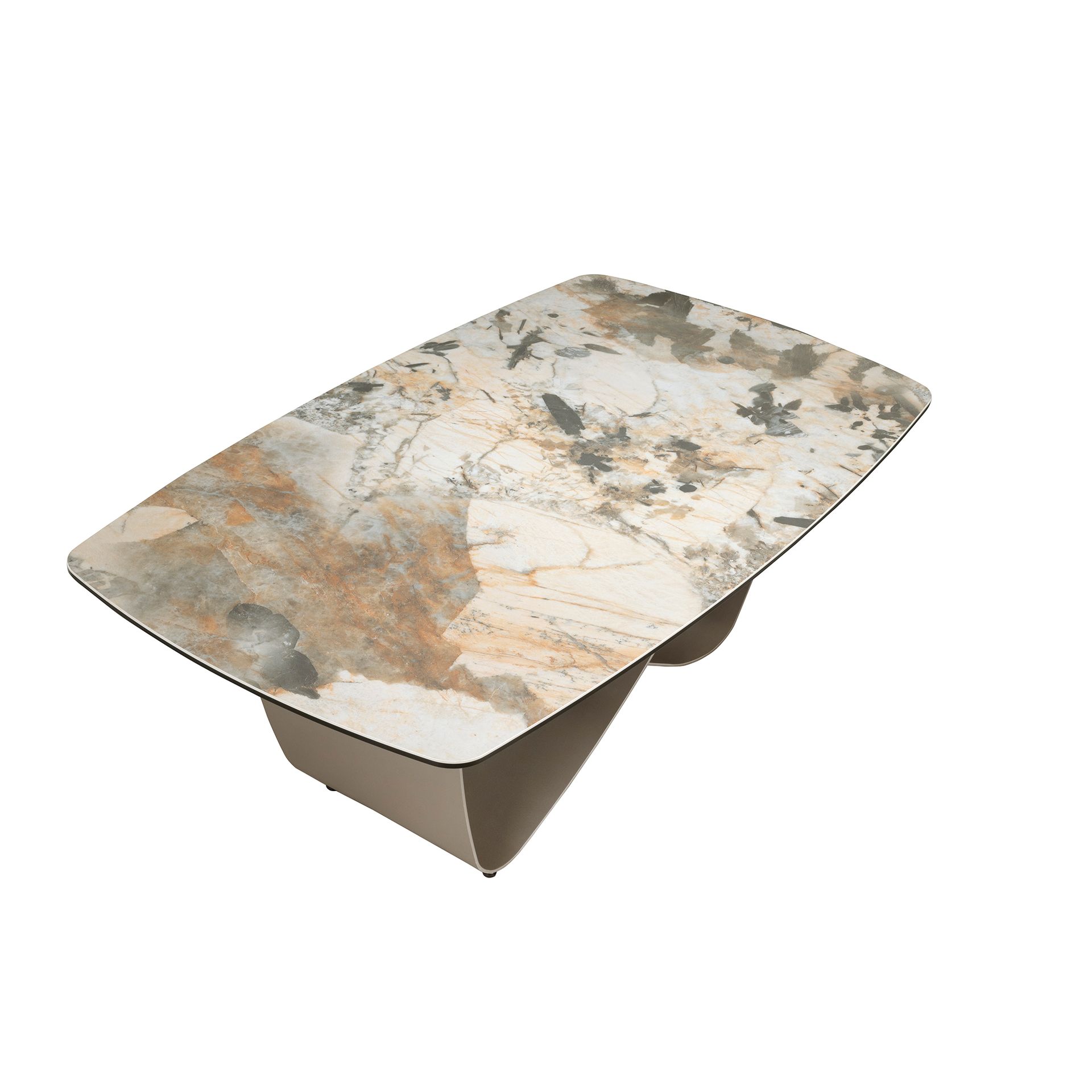Oval coffee table marble steel