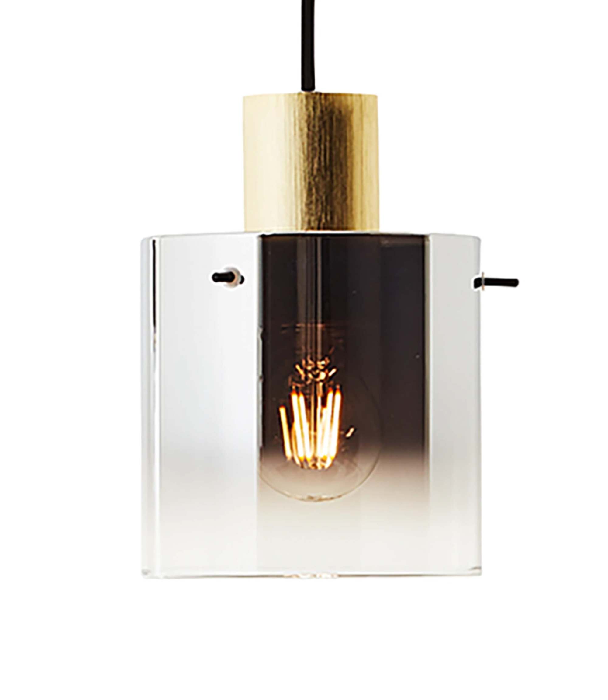 Pendant lamp 1-light smoked glass aluminum