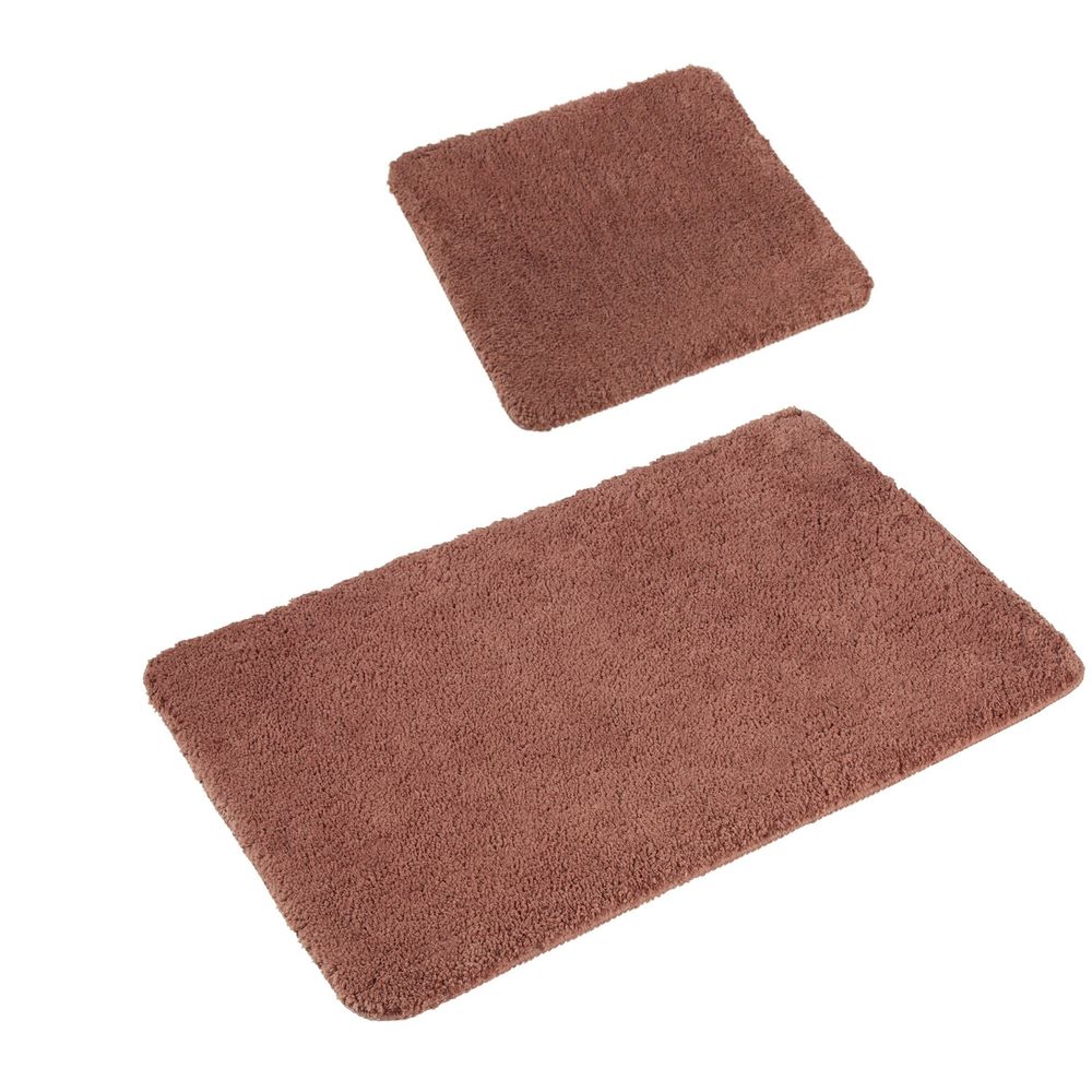 2x Badematten-Set Microfaser Braun