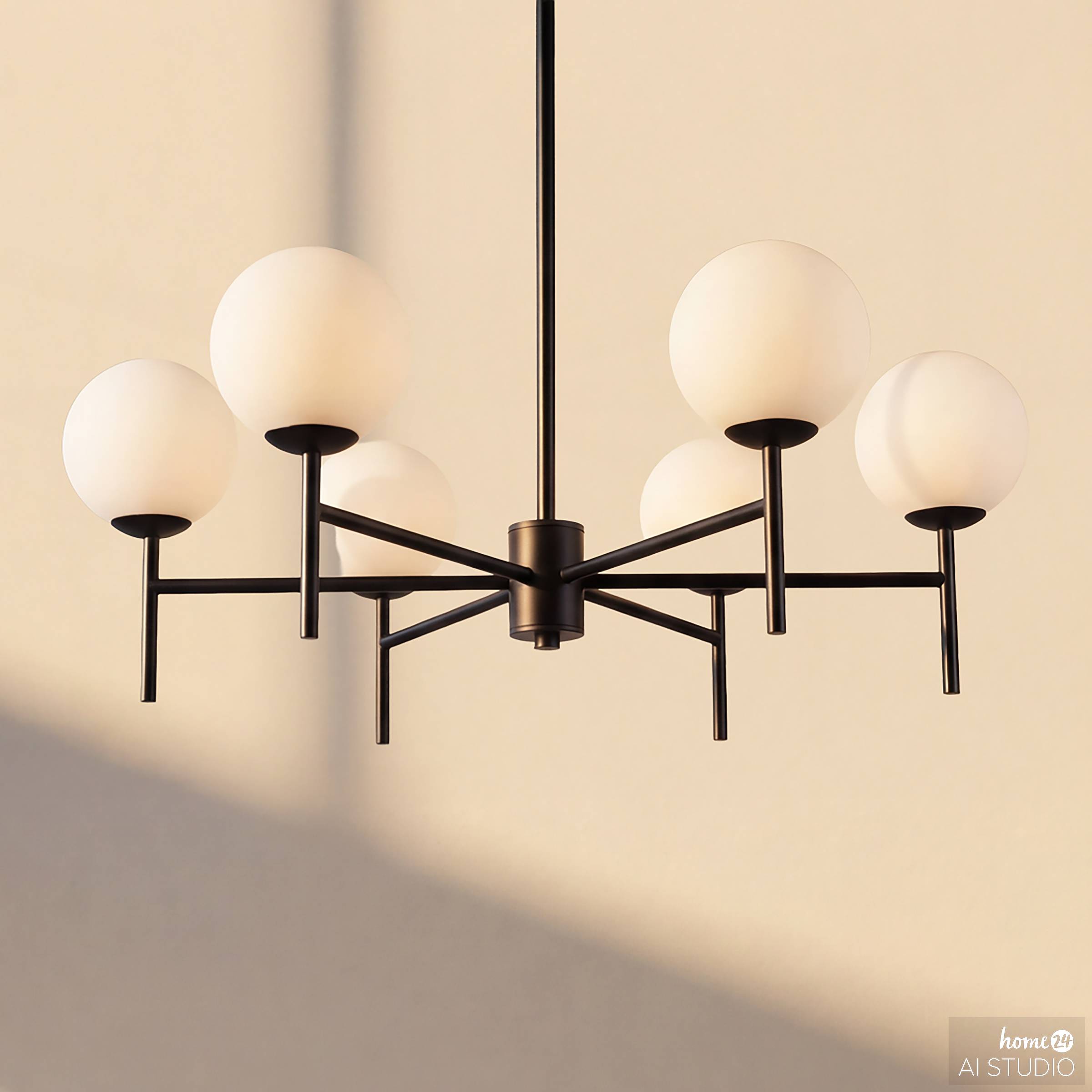 Ceiling Light Elyro 6-Light Opal Glass Iron Black