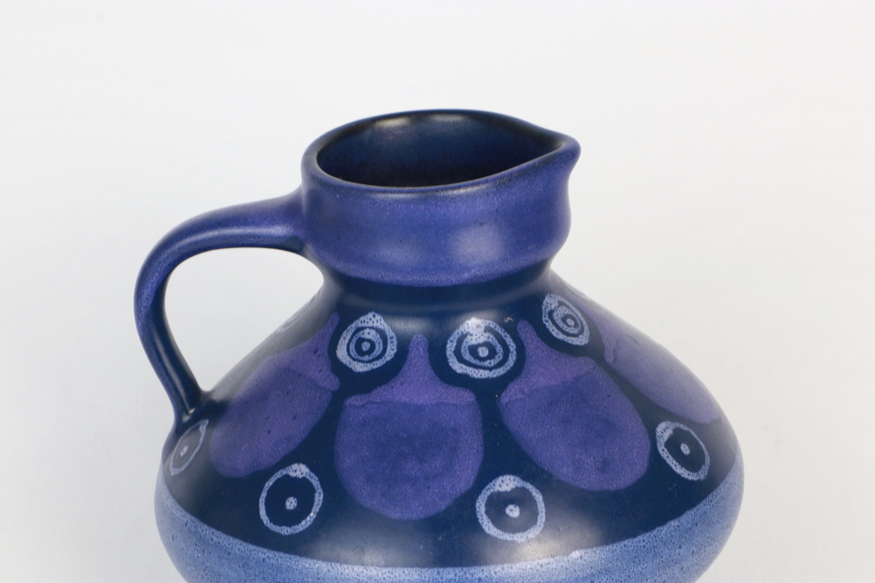 Vintage Blumenvase Porzellan Blau 1970er Jahre