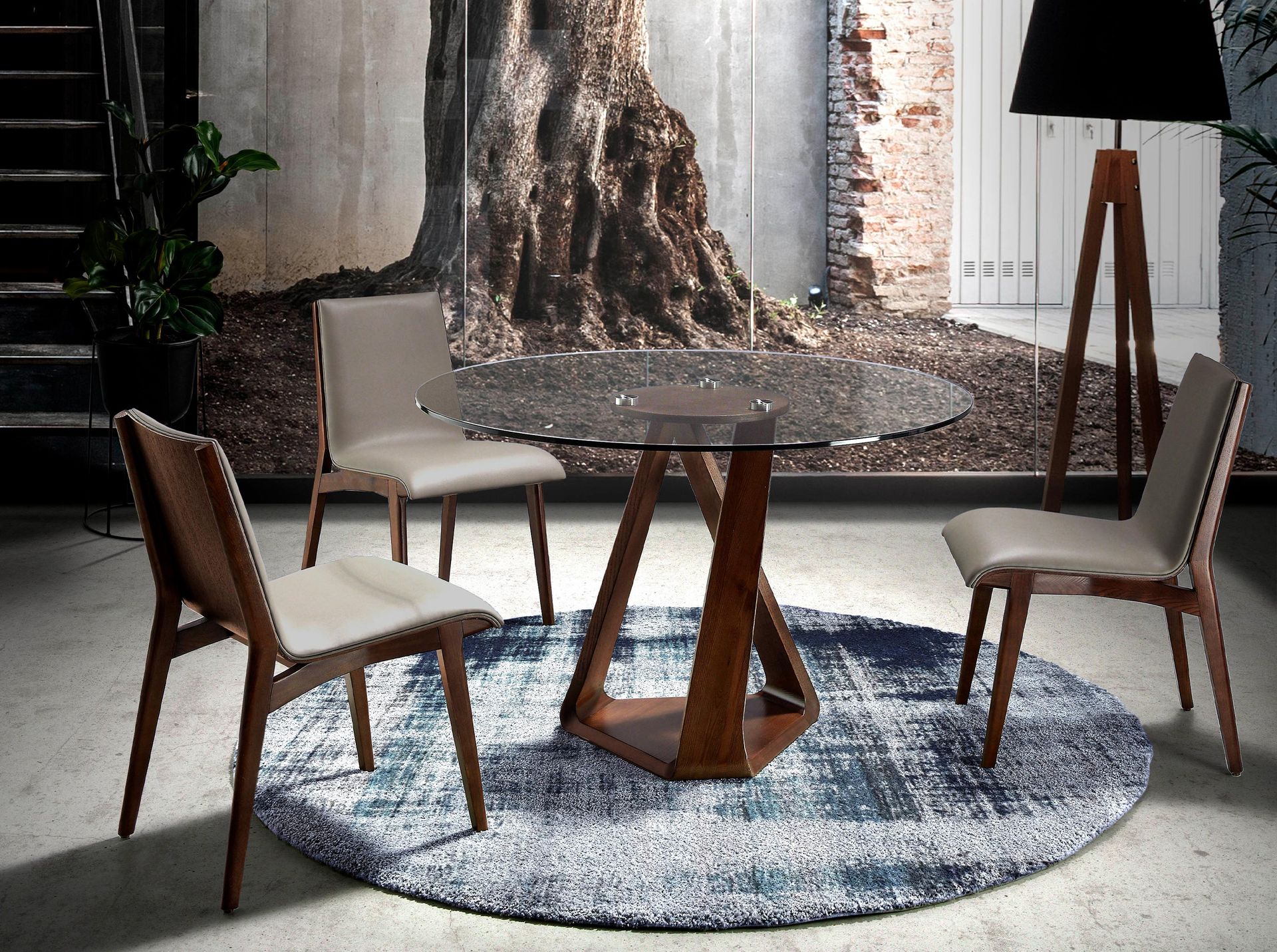 Dining chair faux leather grey