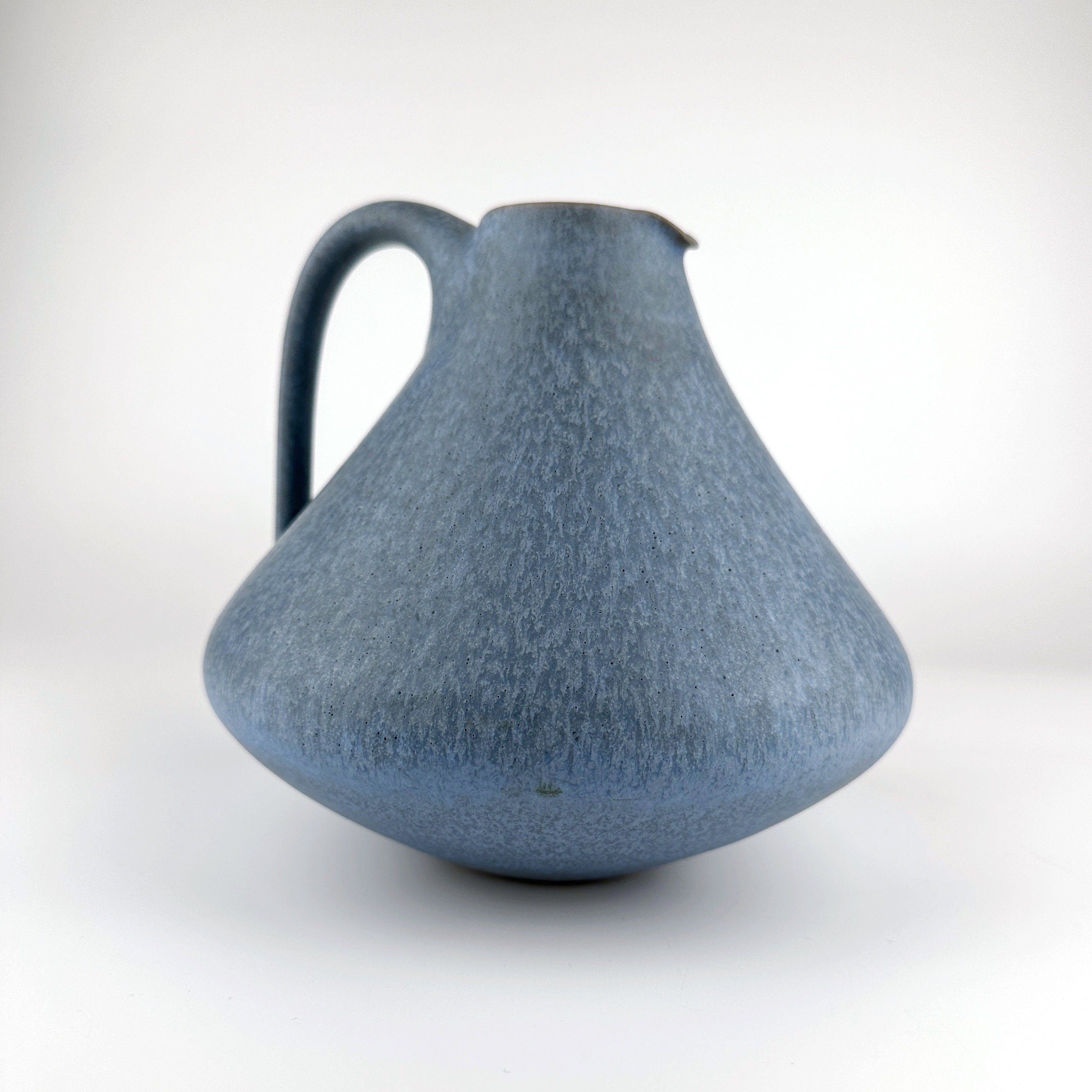 Vintage Fat Lava Henkelvase Keramik Blau 1950er Jahre