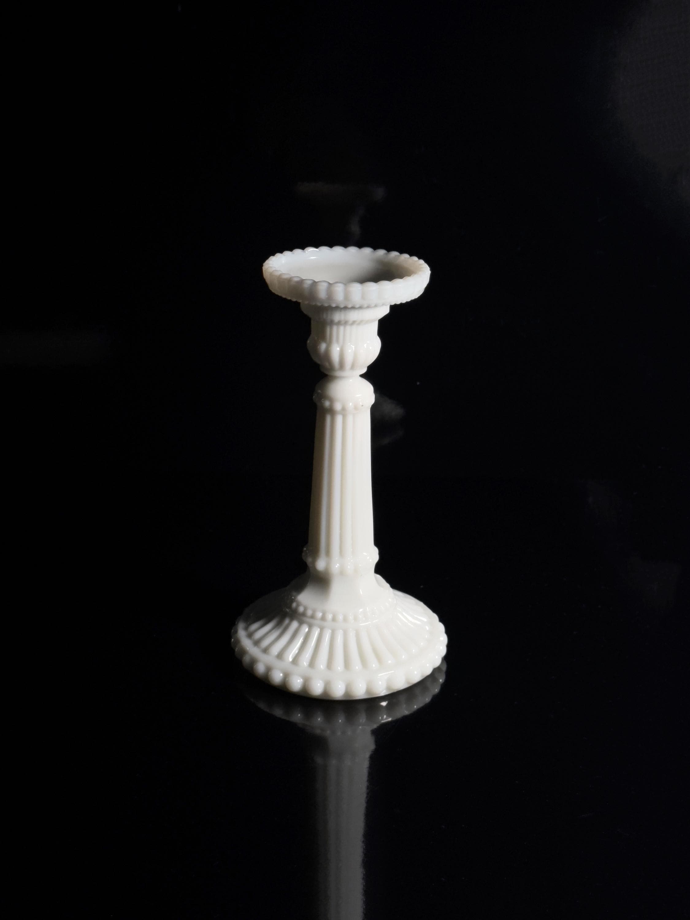 Vintage Candle holder Opal glass White