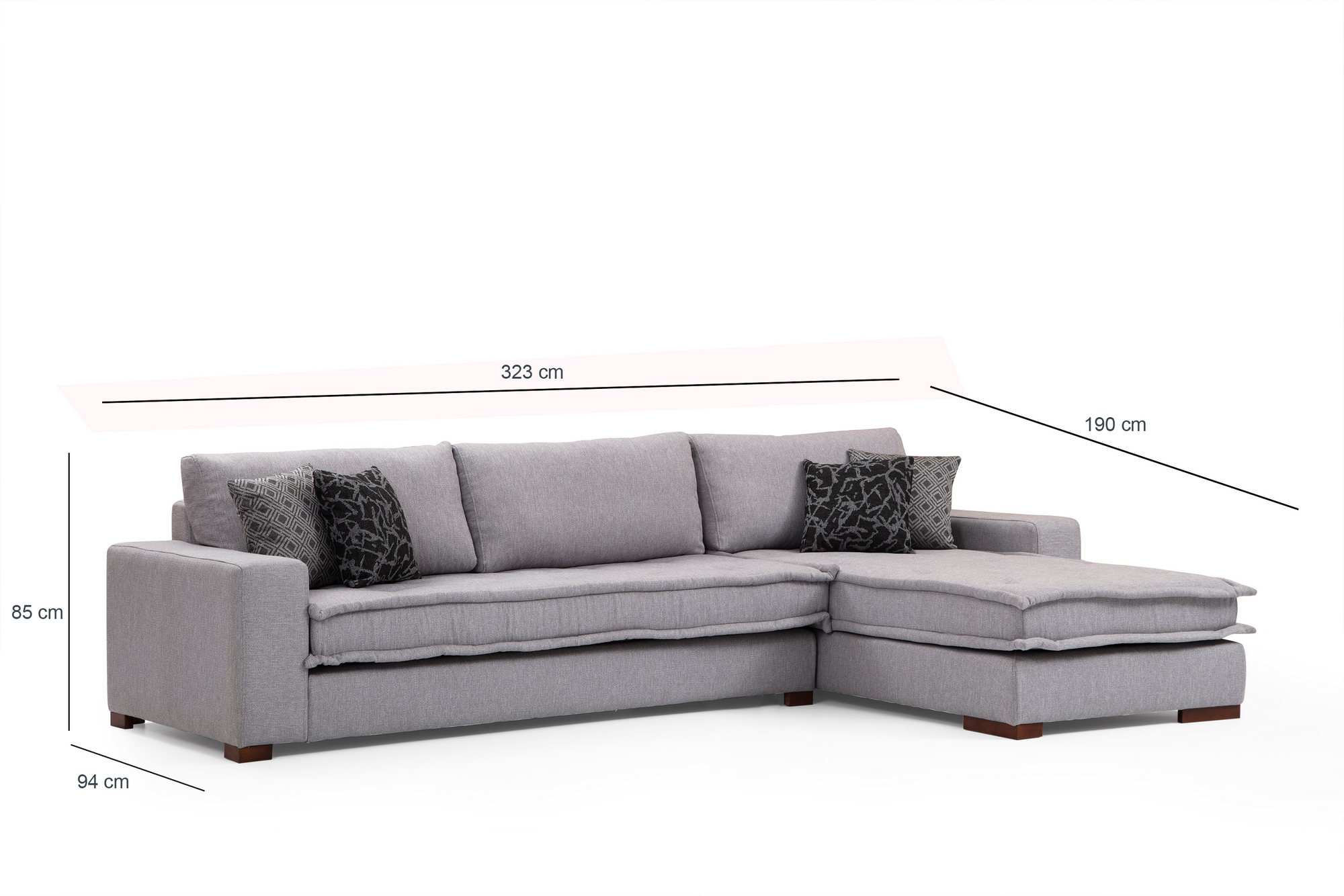 Lena Right Corner Sofa Light Grey