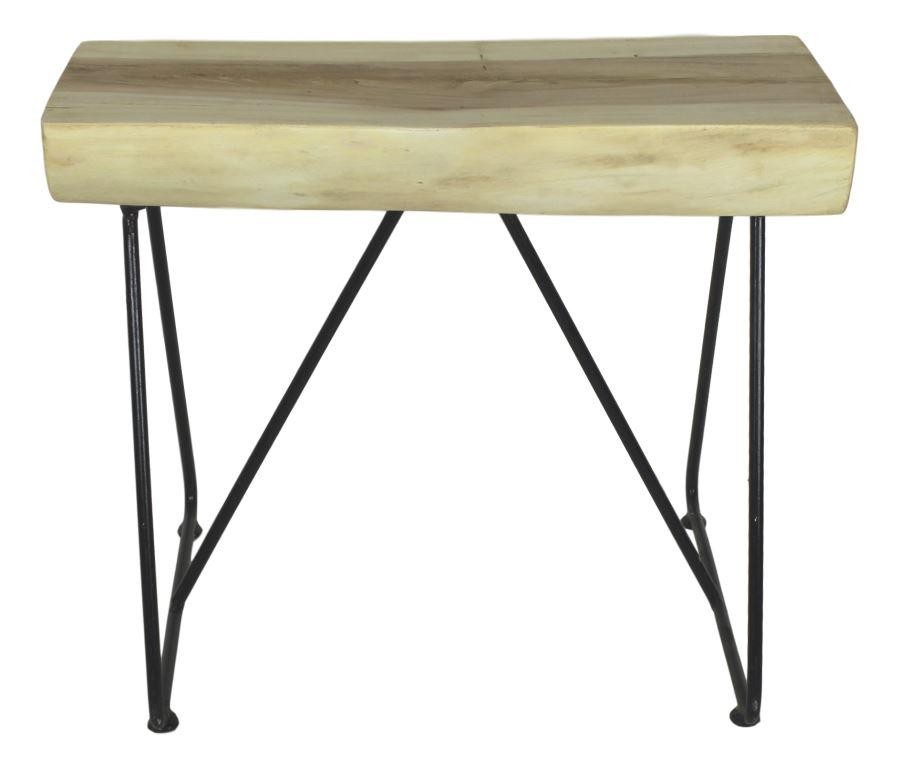 Rechteckiger Hocker Holz Metall