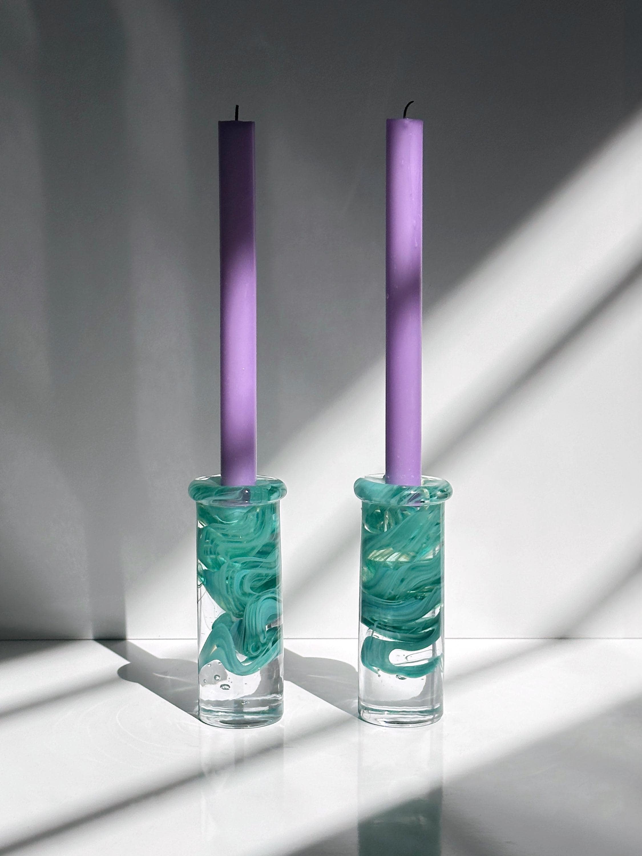2x Atoll Kerzenständer Glas Grün
