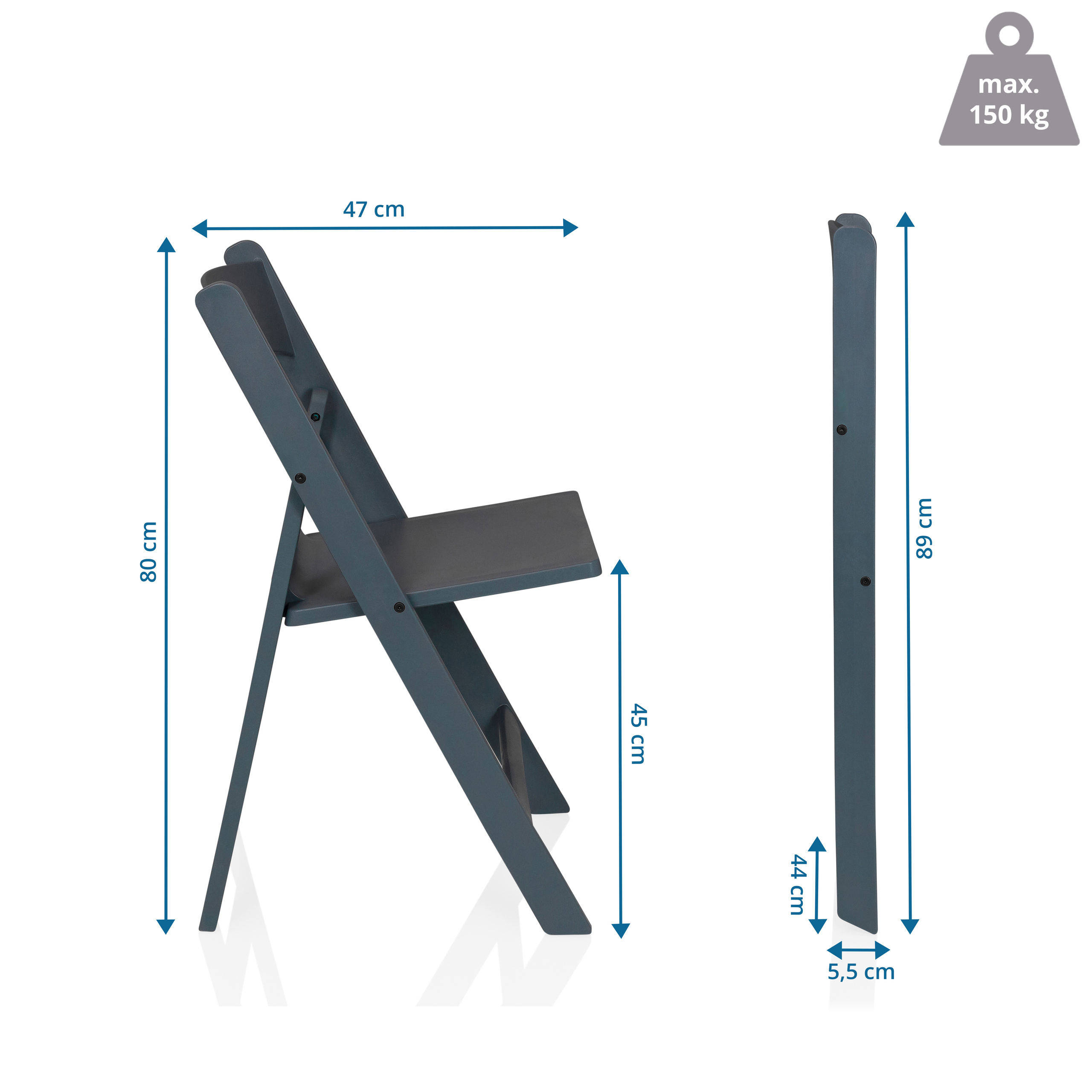 2x Travano Gartenstuhl Kunststoff Grau