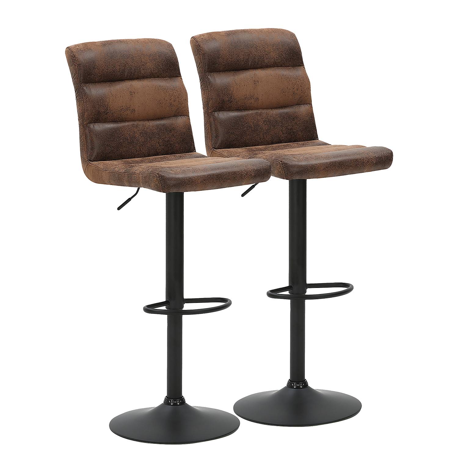 2x Devesos Barhocker Microfaser Stahl Braun