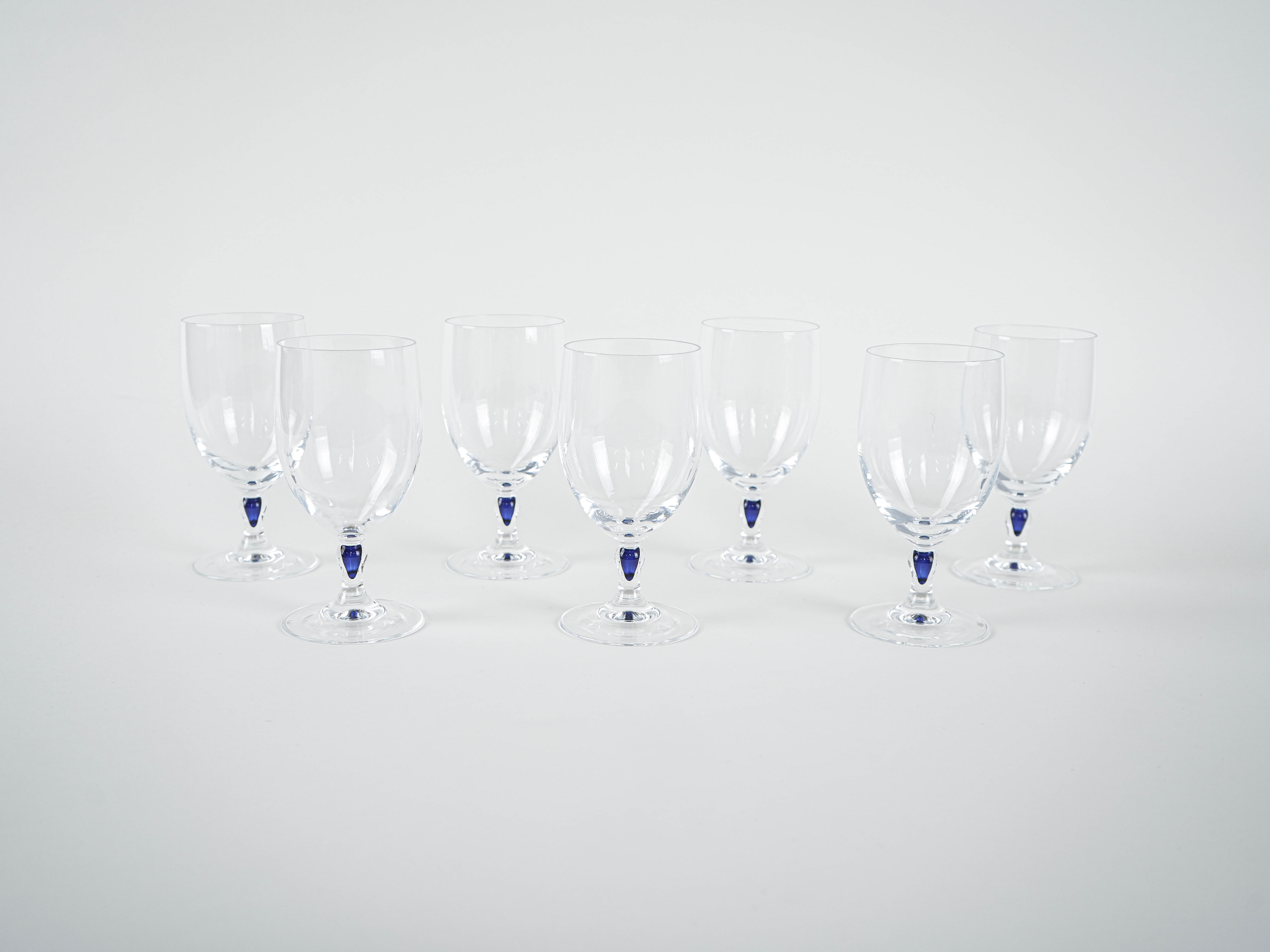 Set Venise Saphir Glasses 1970s Cristal d'Arques