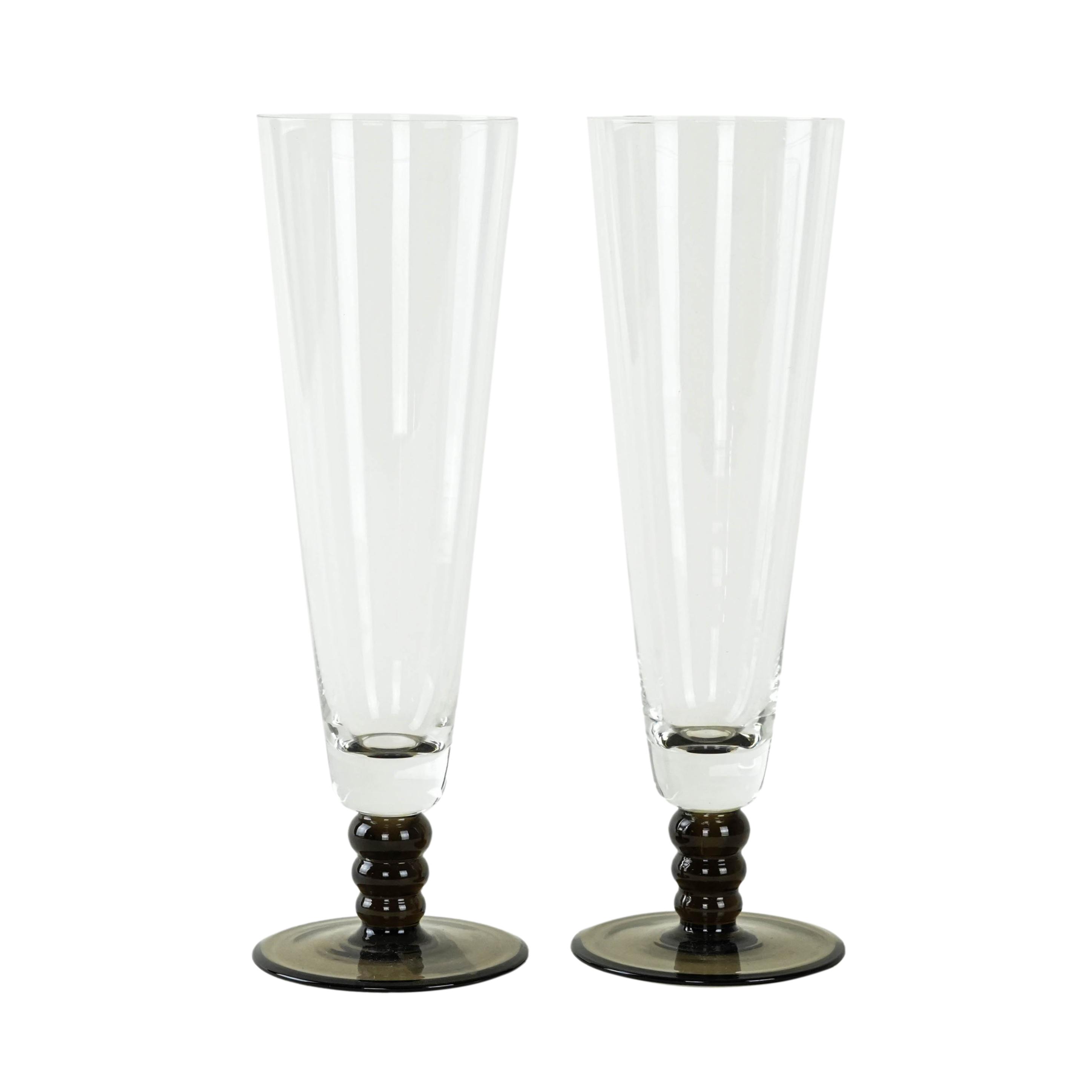 2x Champagne glasses Glass Transparent 1970s