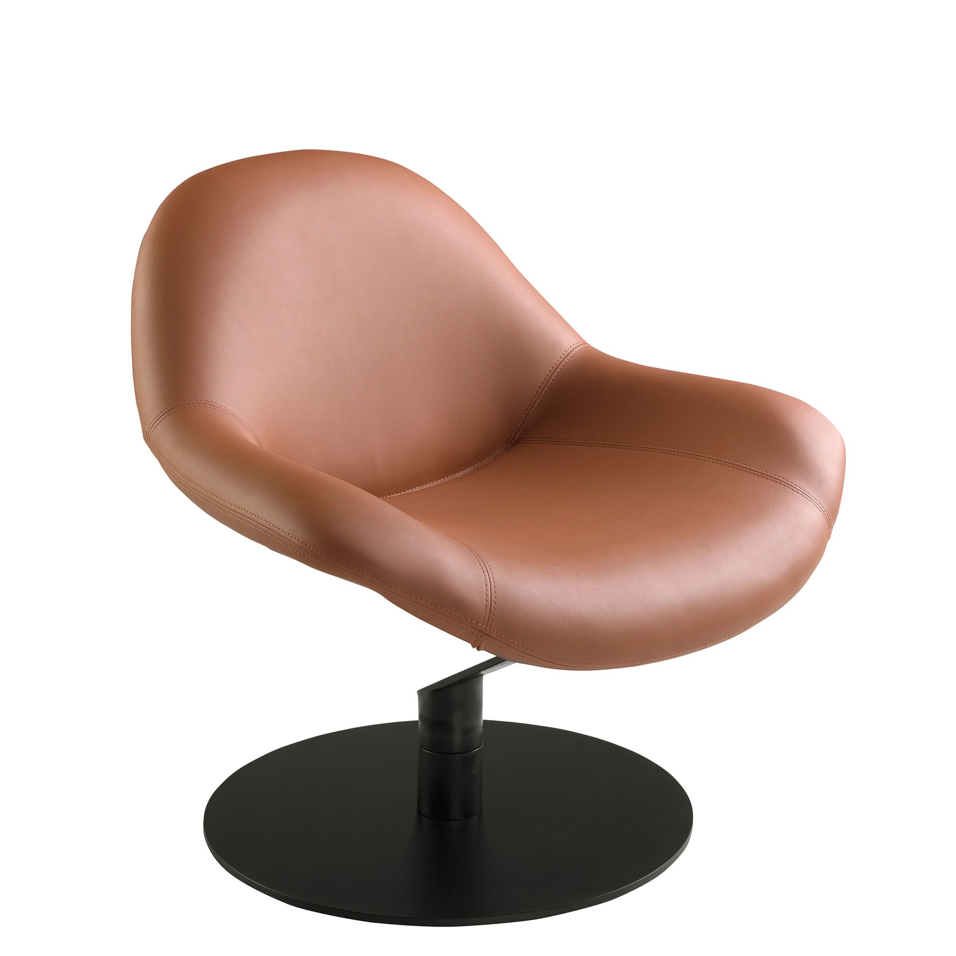 Swiveling armchairFaux leatherBrown