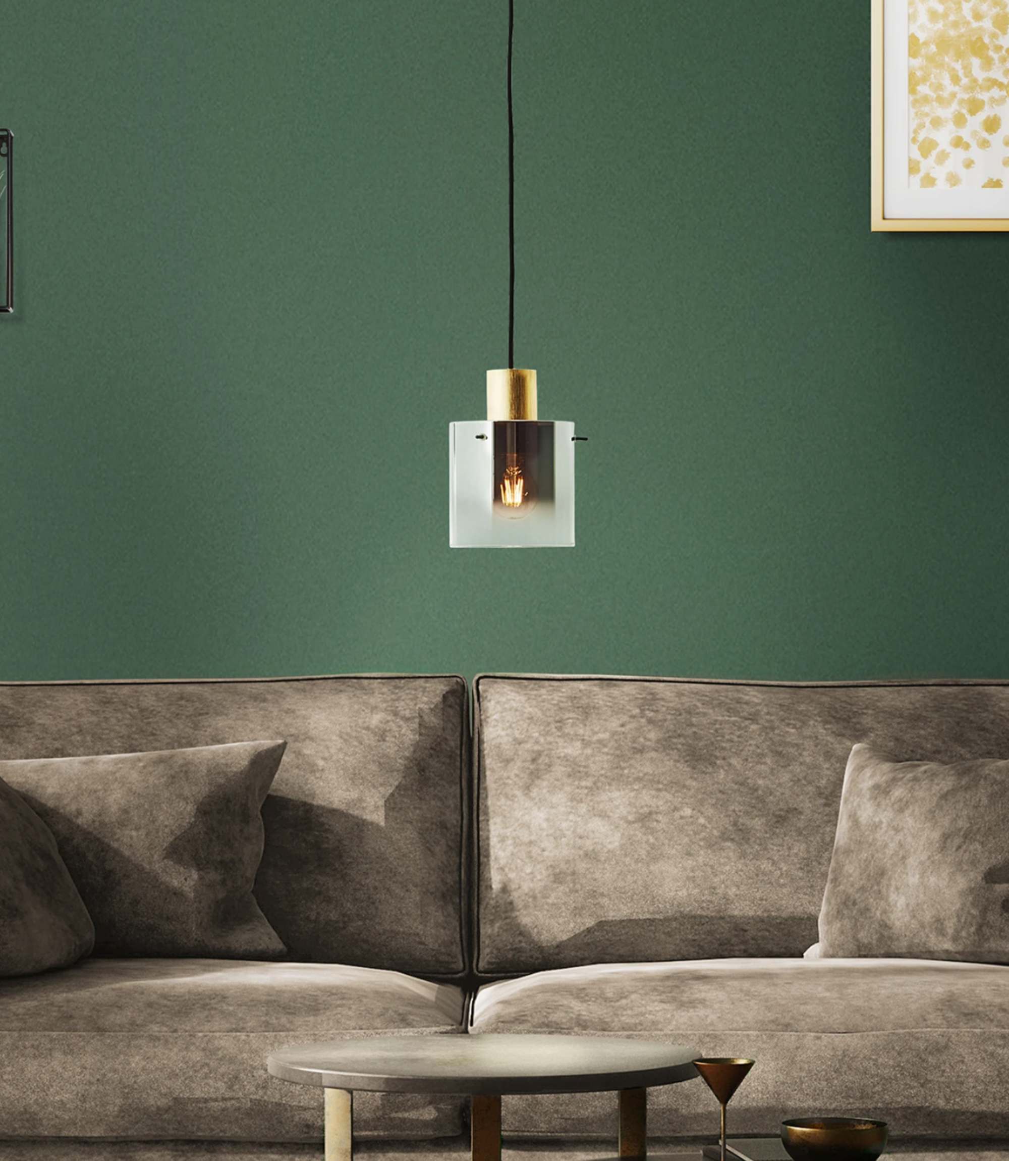 Pendant lamp 1-light smoked glass aluminum