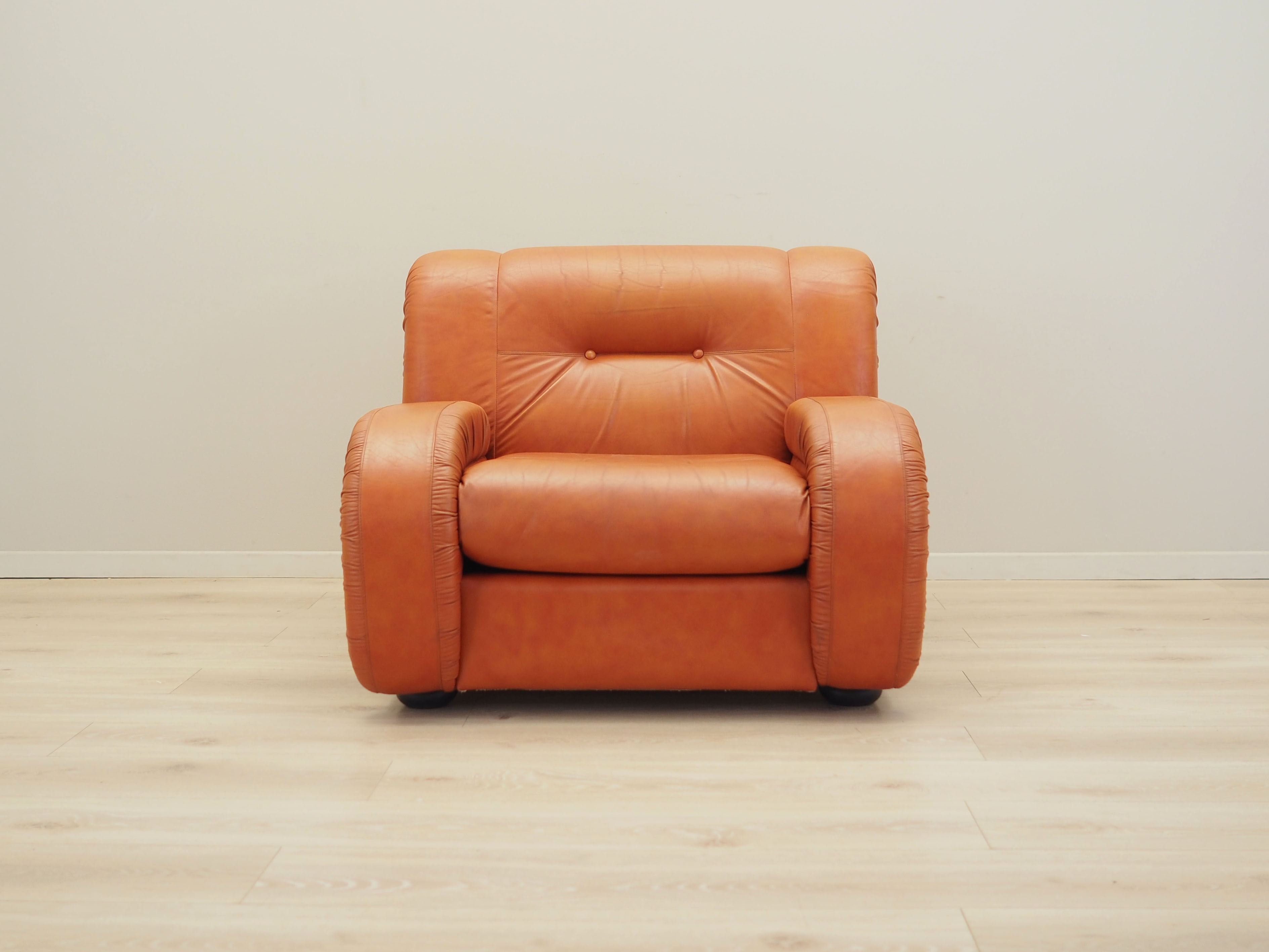 Sessel Leder Orange 1970er Jahre