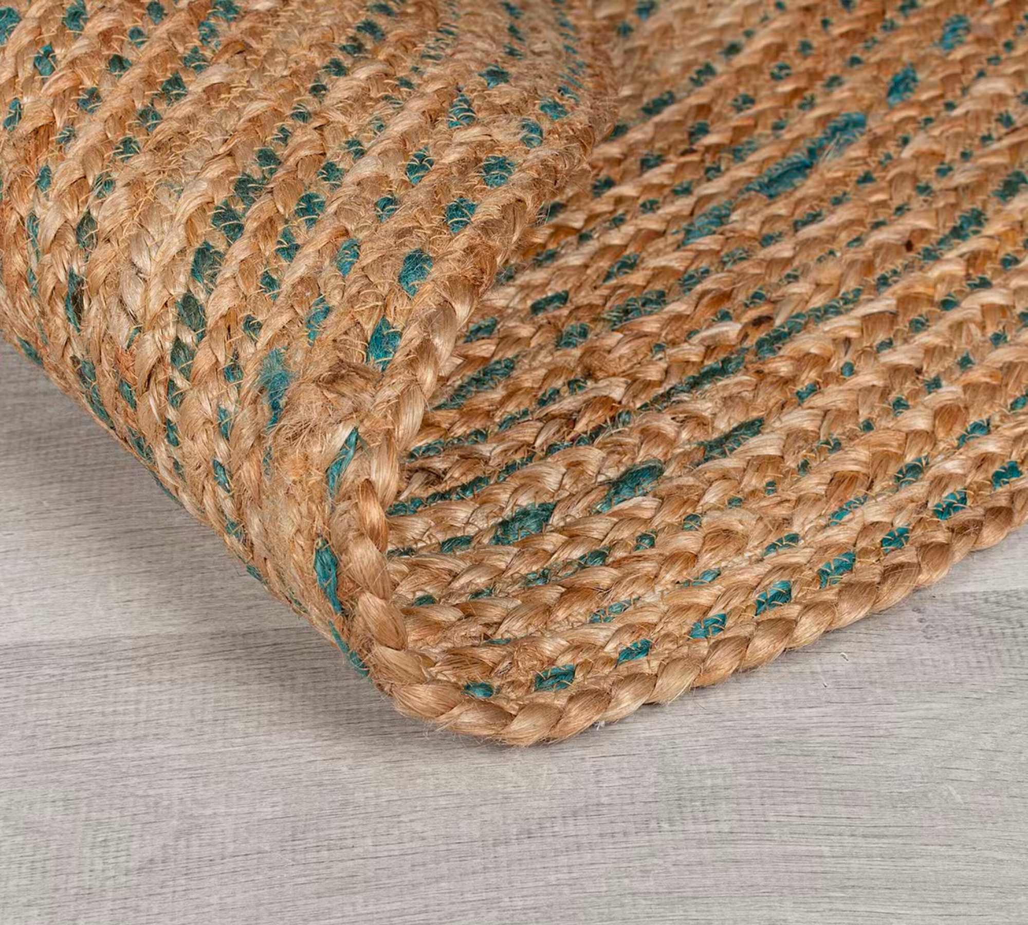 Capri Teppich Jute Natur Blau 180 x 180 cm