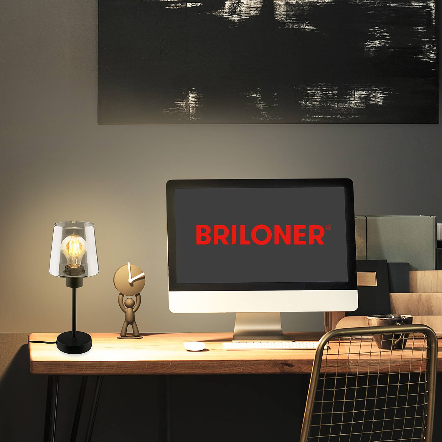 Passaria Typ B Tischleuchte Aluminium Rauchglas 1-flammig