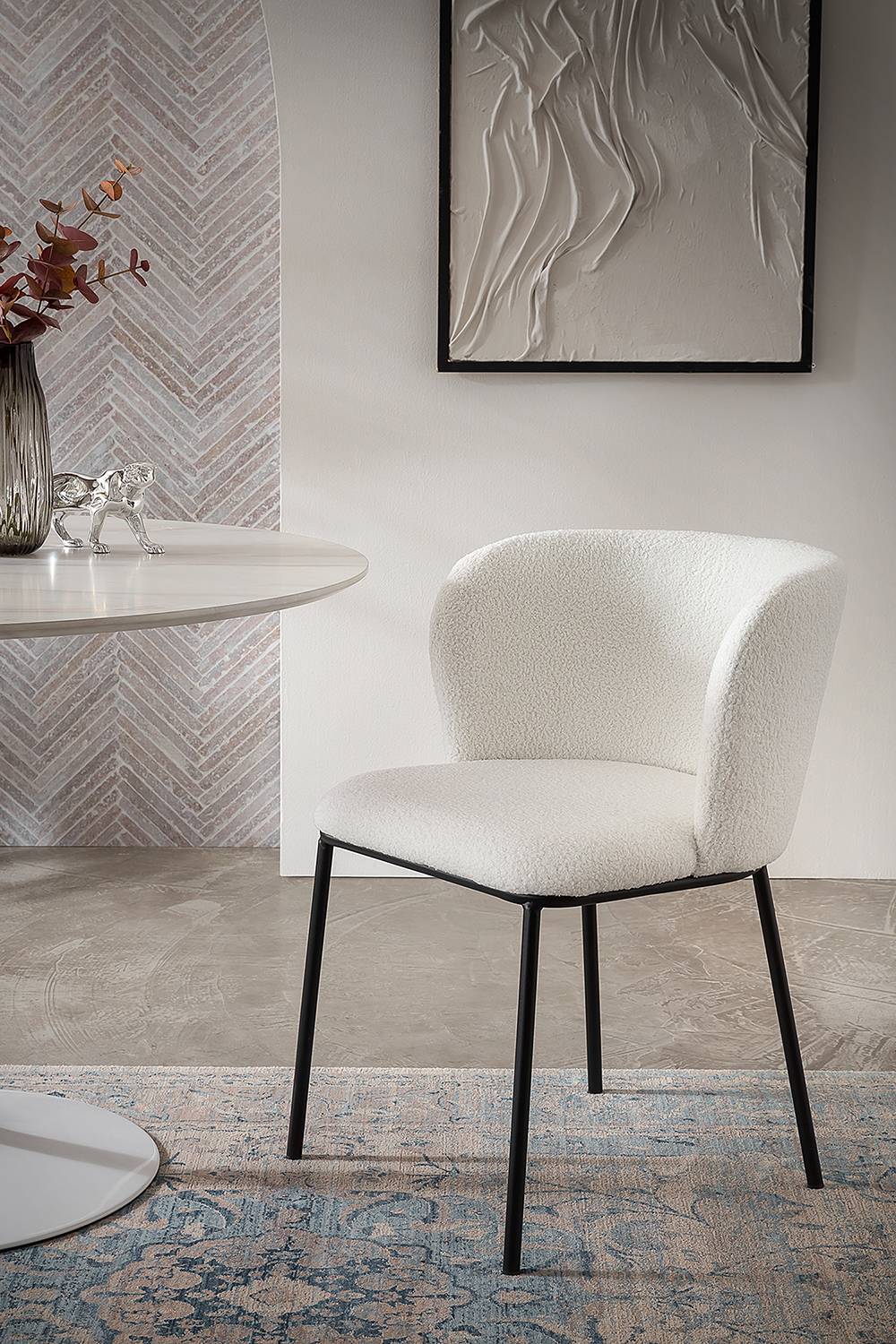 Chair Grotai Bouclé Set of 2 White Black