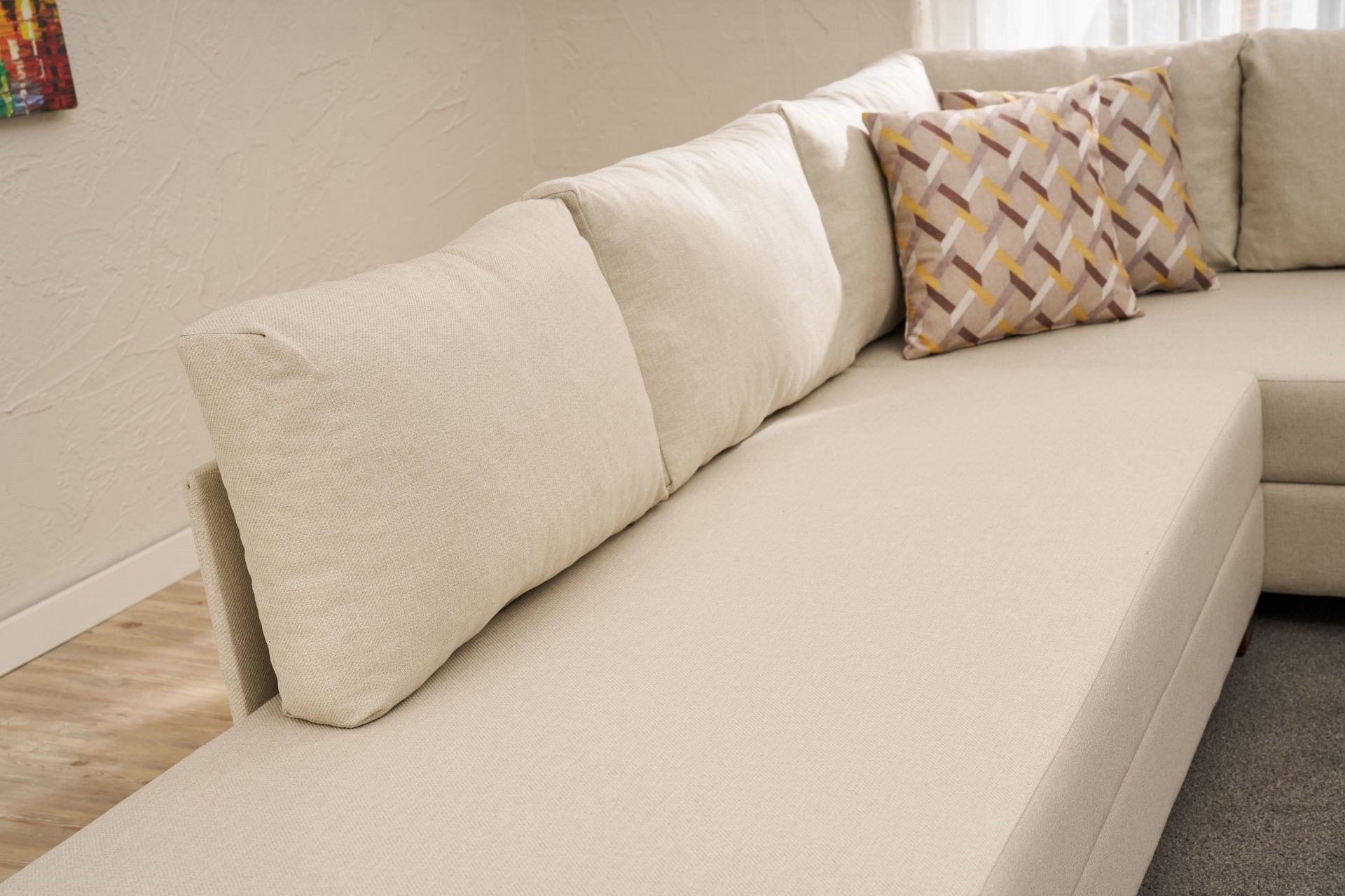 Aly Schlafsofa Récamiere Links Baumwolle Creme