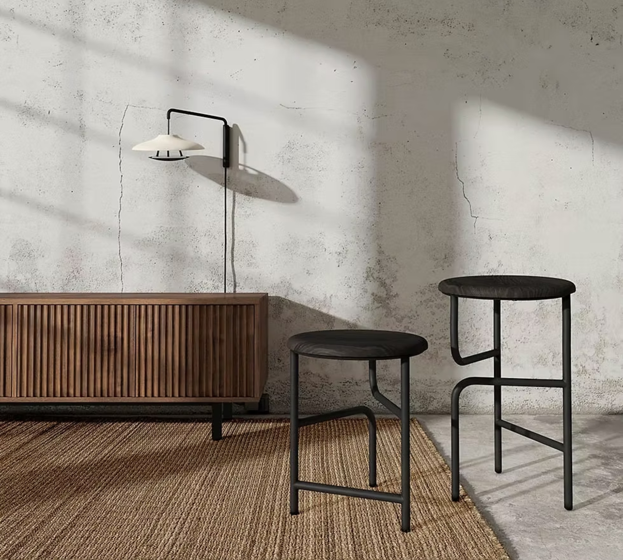 Blend Hocker Eiche Schwarz