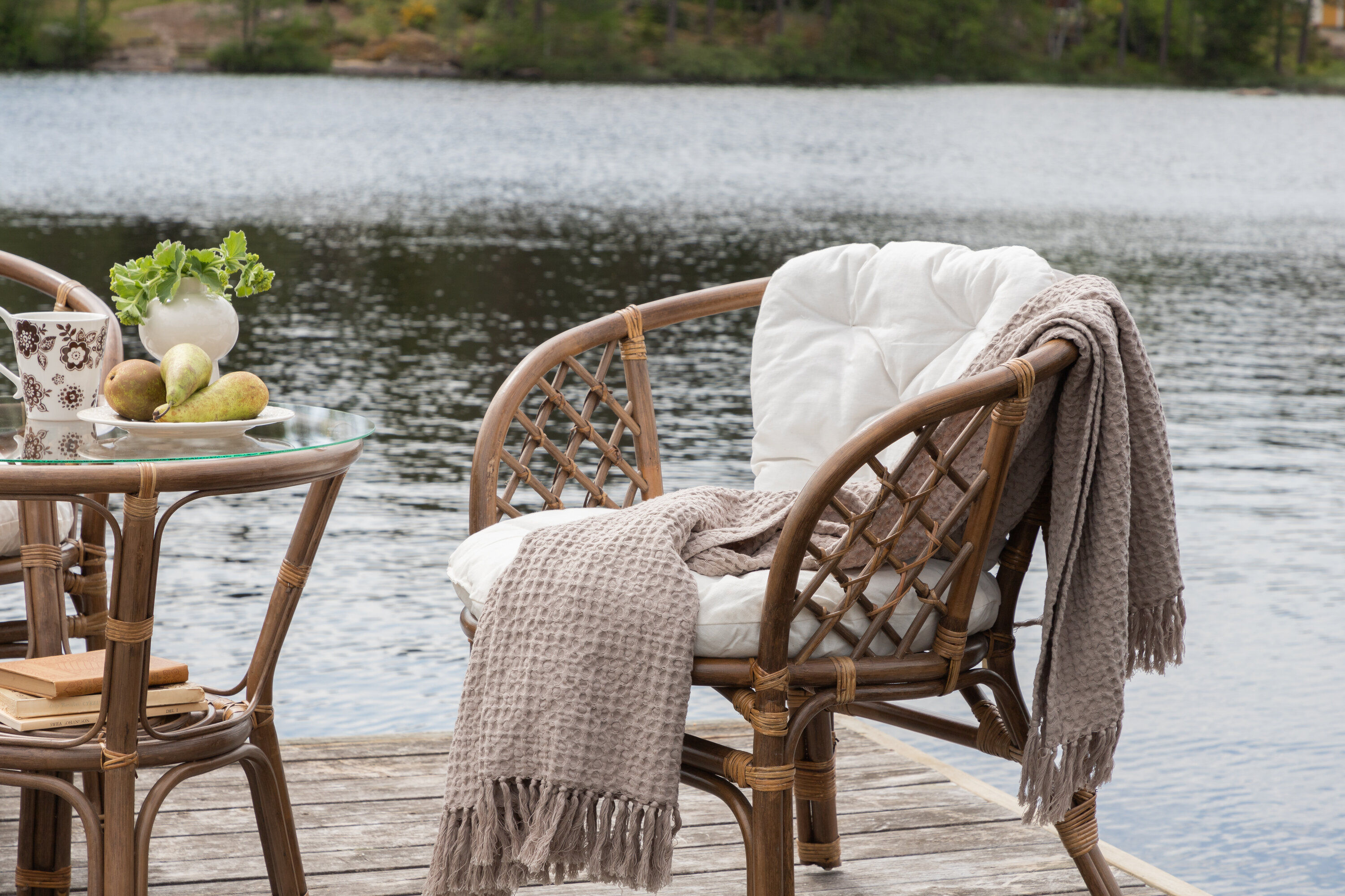 Wera Café Gartenmöbel-Set Rattan Offwhite Weiß