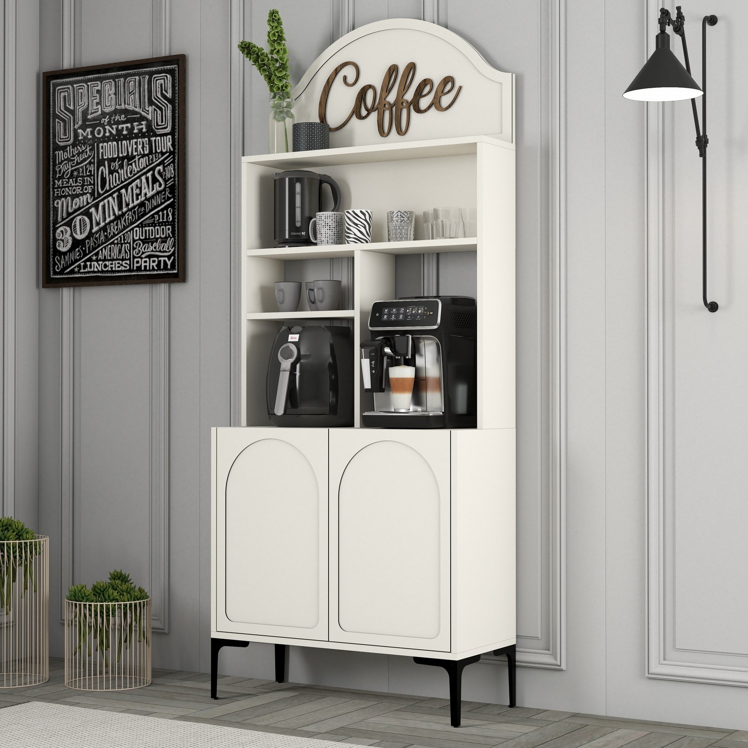 Lyon 80 Schrank Holz Creme Schwarz