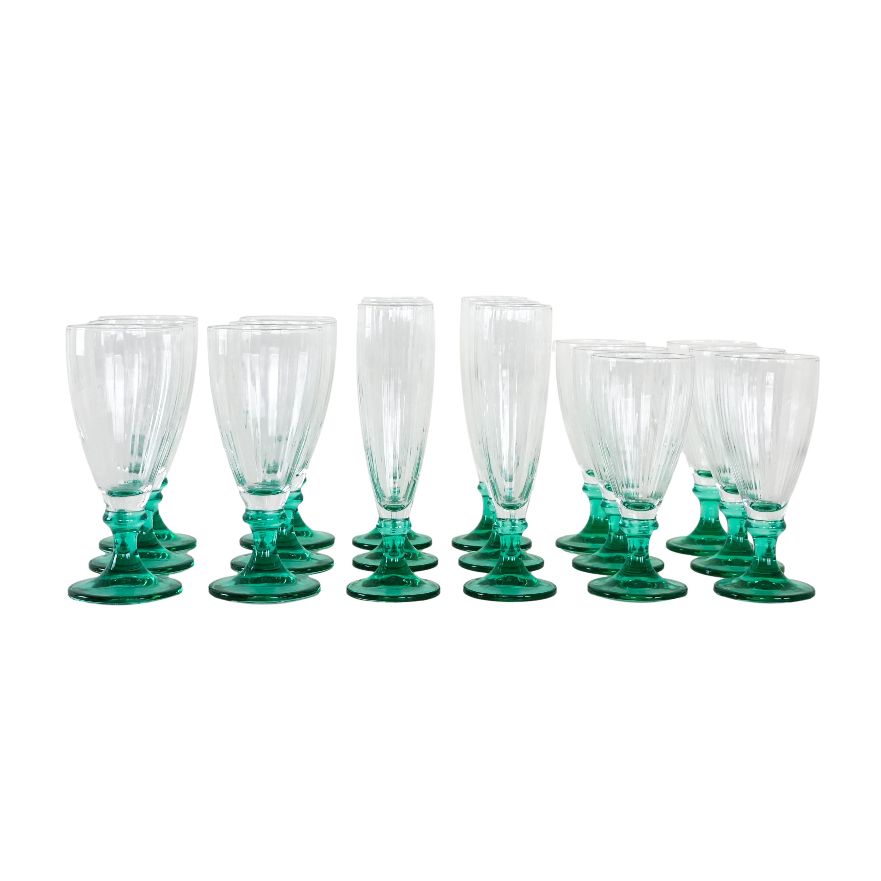 Wine and champagne glass set 1970s